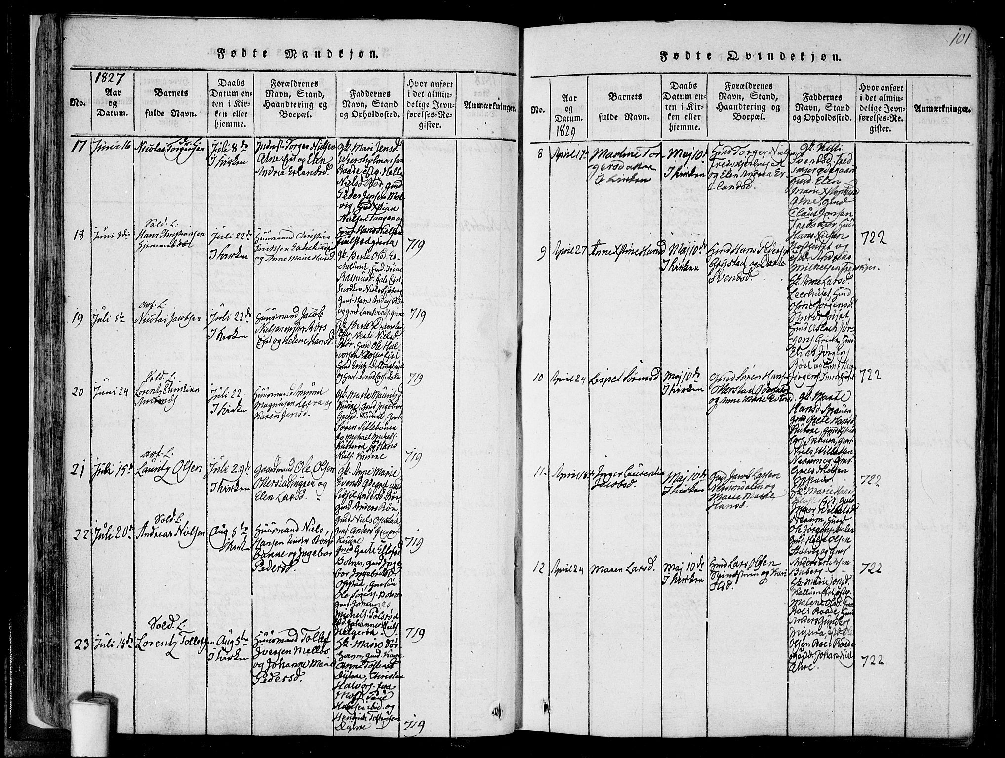 Rygge prestekontor Kirkebøker, AV/SAO-A-10084b/F/Fa/L0003: Ministerialbok nr. 3, 1814-1836, s. 100-101