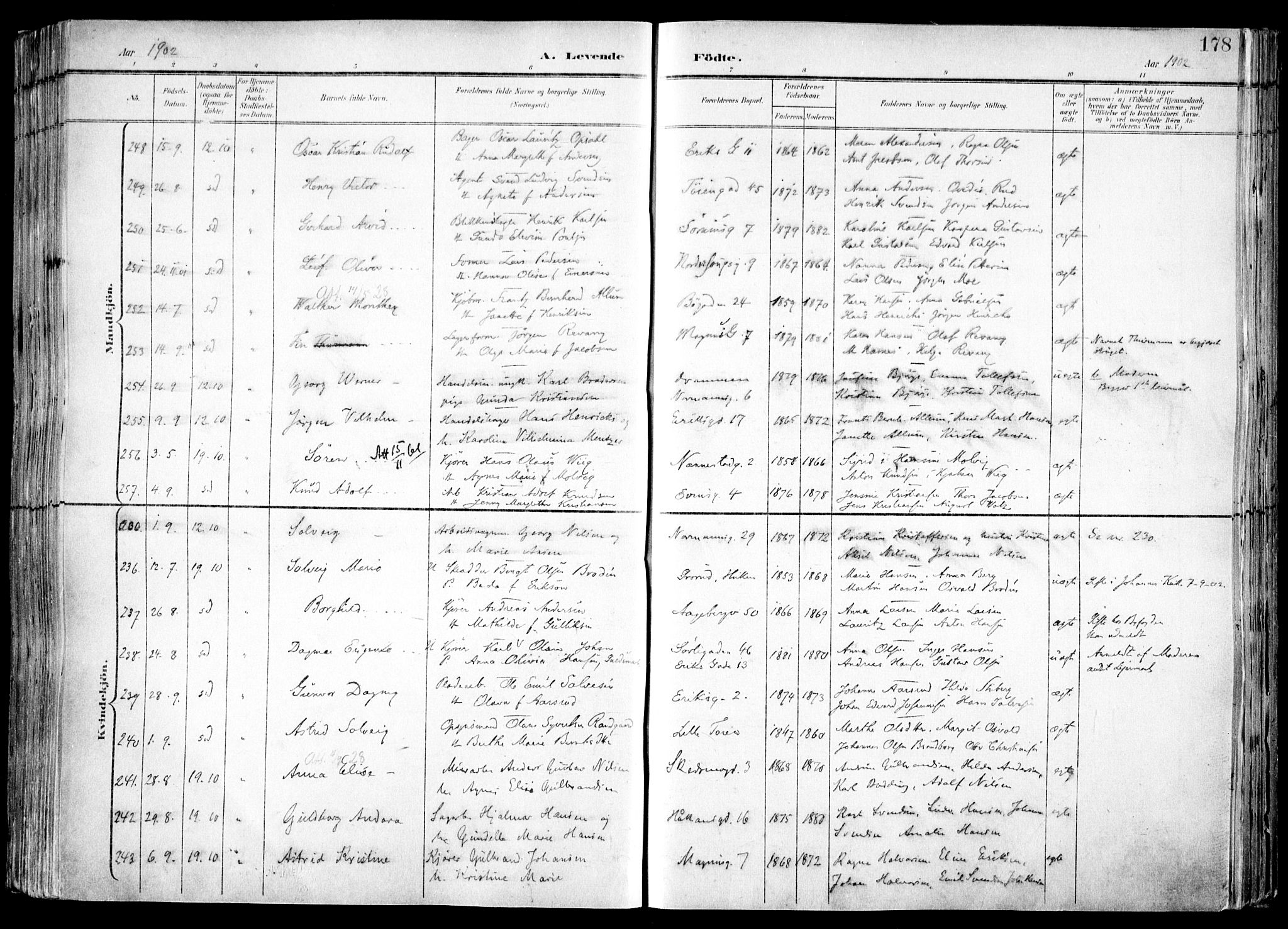 Kampen prestekontor Kirkebøker, AV/SAO-A-10853/F/Fa/L0007: Ministerialbok nr. I 7, 1897-1905, s. 178