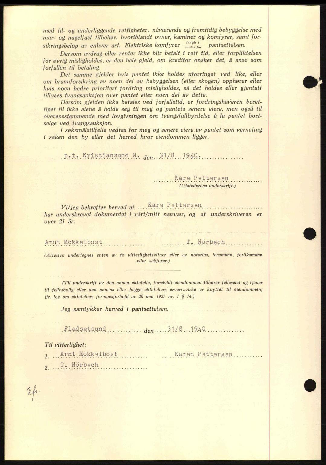 Nordmøre sorenskriveri, AV/SAT-A-4132/1/2/2Ca: Pantebok nr. B87, 1940-1941, Dagboknr: 1488/1940