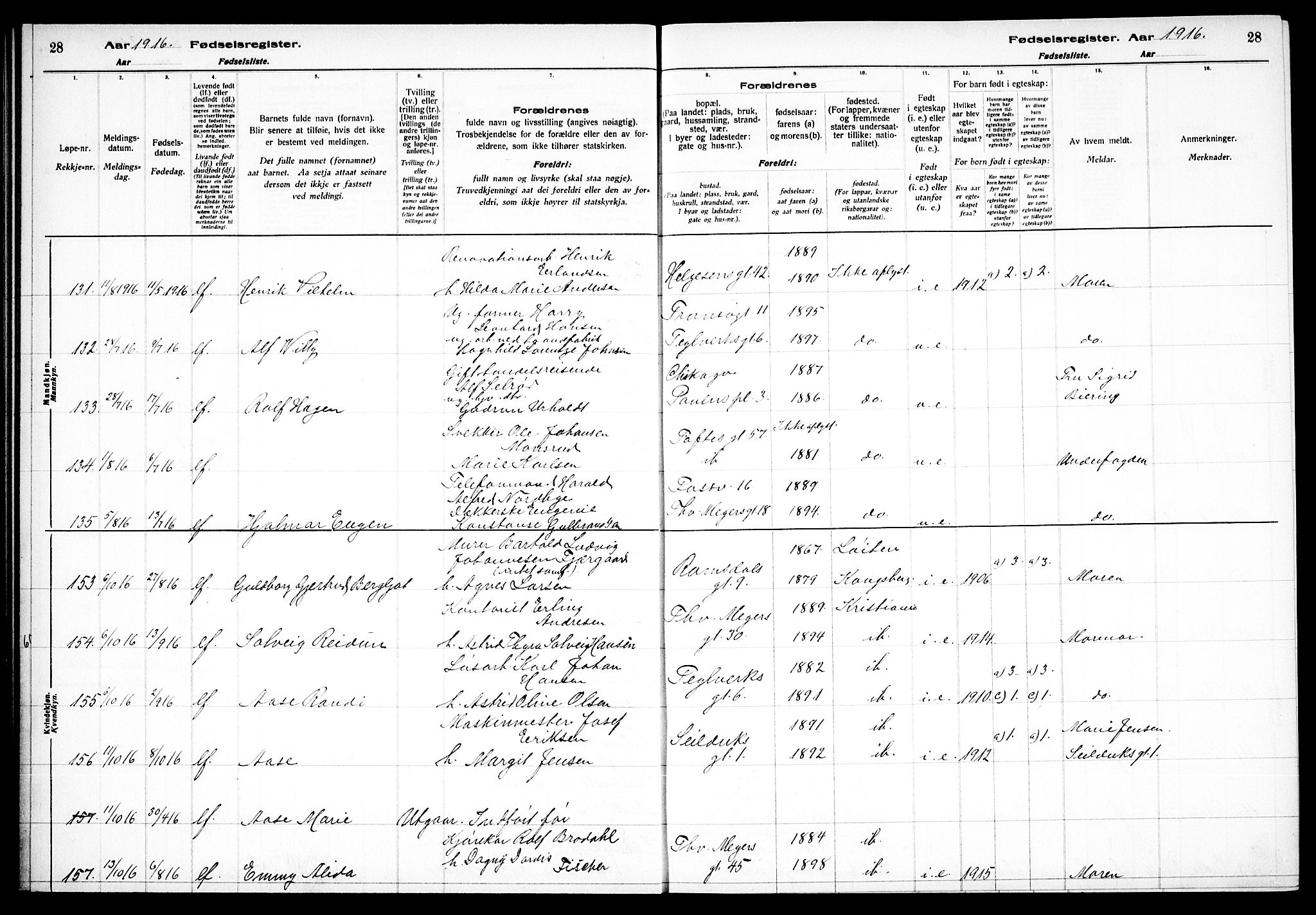 Paulus prestekontor Kirkebøker, SAO/A-10871/J/Ja/L0001: Fødselsregister nr. 1, 1916-1923, s. 28