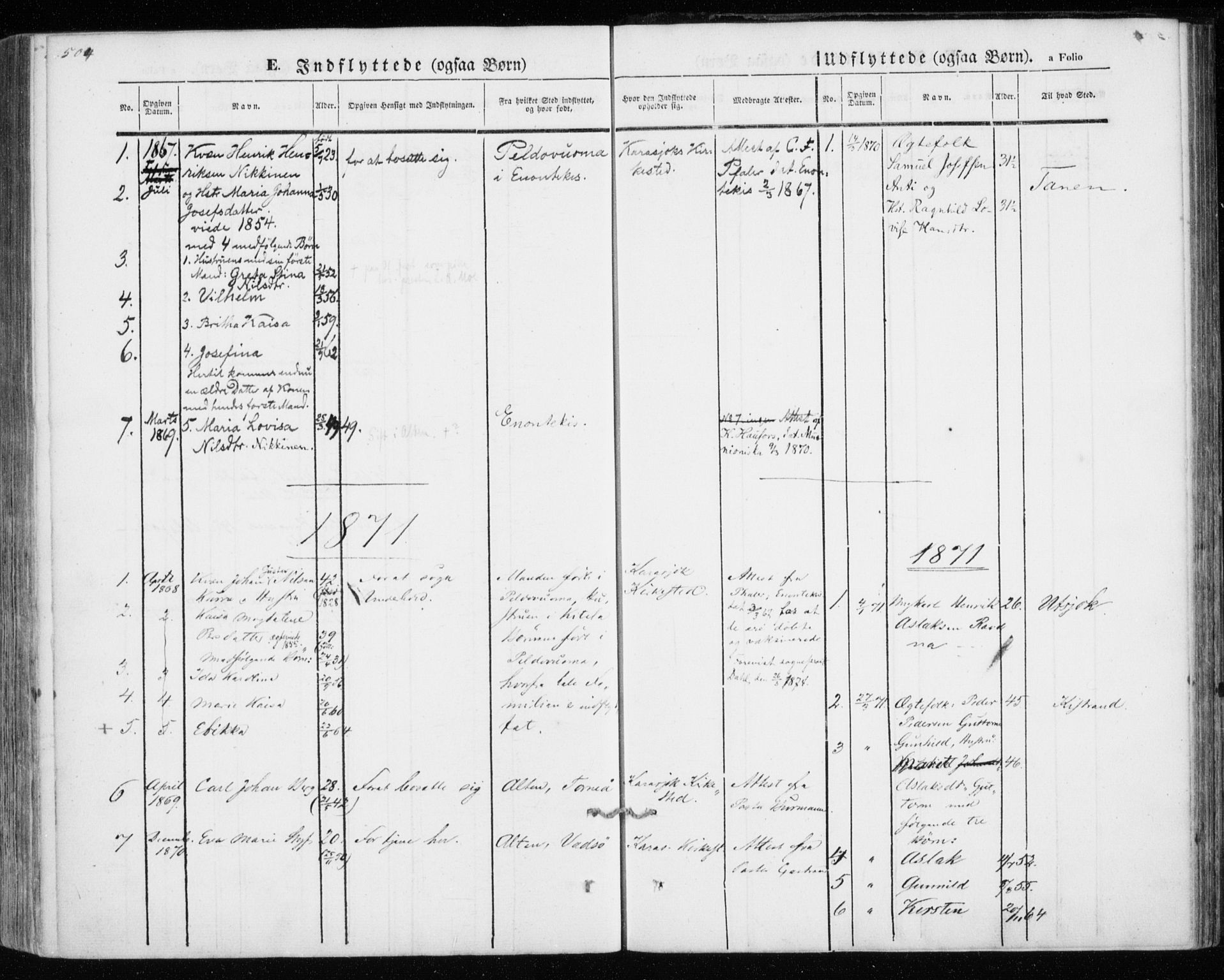 Kistrand/Porsanger sokneprestembete, AV/SATØ-S-1351/H/Ha/L0012.kirke: Ministerialbok nr. 12, 1843-1871, s. 504-505