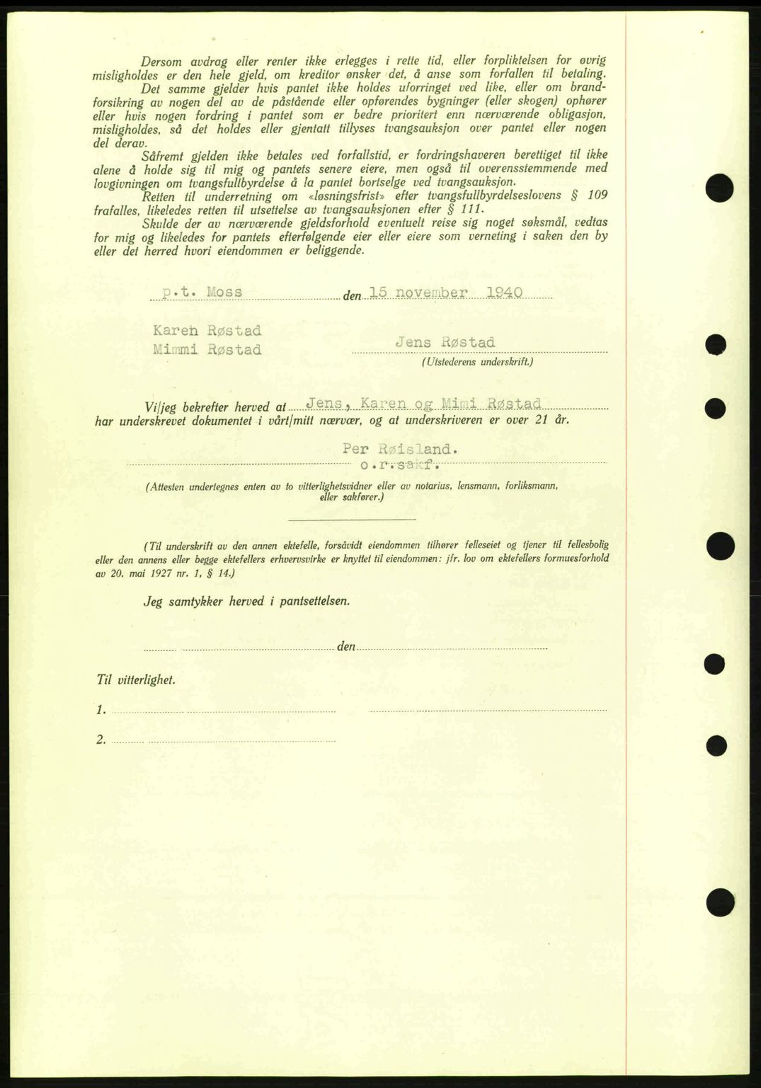 Moss sorenskriveri, SAO/A-10168: Pantebok nr. B10, 1940-1941, Dagboknr: 1652/1940