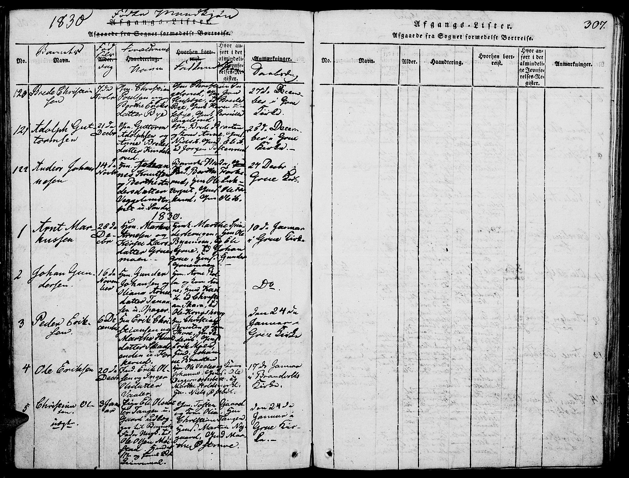 Grue prestekontor, SAH/PREST-036/H/Ha/Haa/L0006: Ministerialbok nr. 6, 1814-1830, s. 307