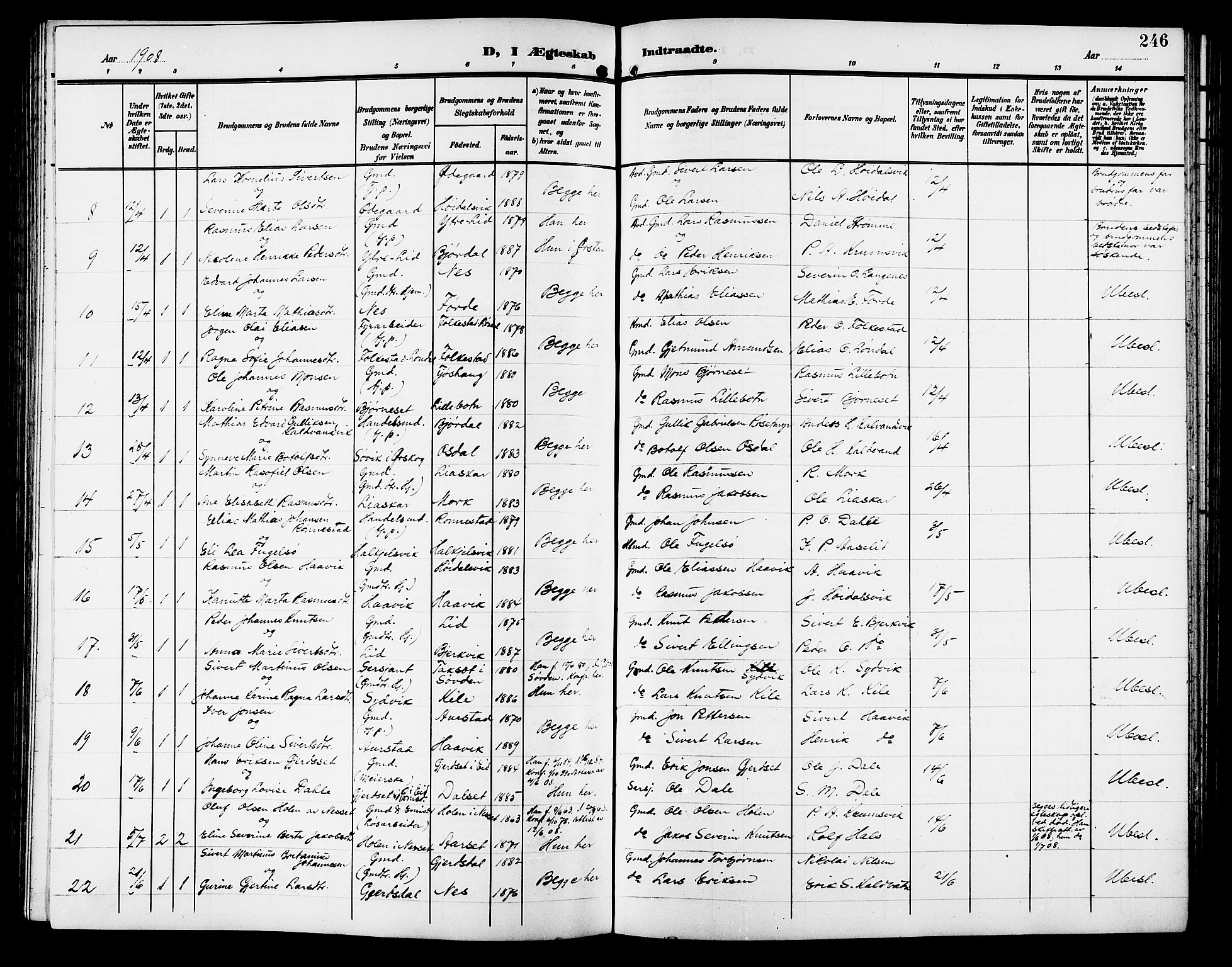 Ministerialprotokoller, klokkerbøker og fødselsregistre - Møre og Romsdal, AV/SAT-A-1454/511/L0159: Klokkerbok nr. 511C05, 1902-1920, s. 246