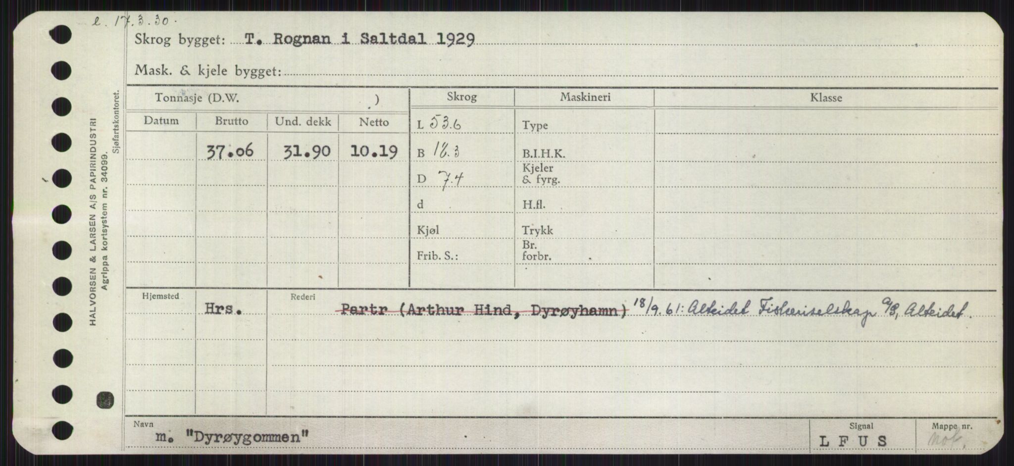 Sjøfartsdirektoratet med forløpere, Skipsmålingen, AV/RA-S-1627/H/Ha/L0001/0002: Fartøy, A-Eig / Fartøy Bjør-Eig, s. 927