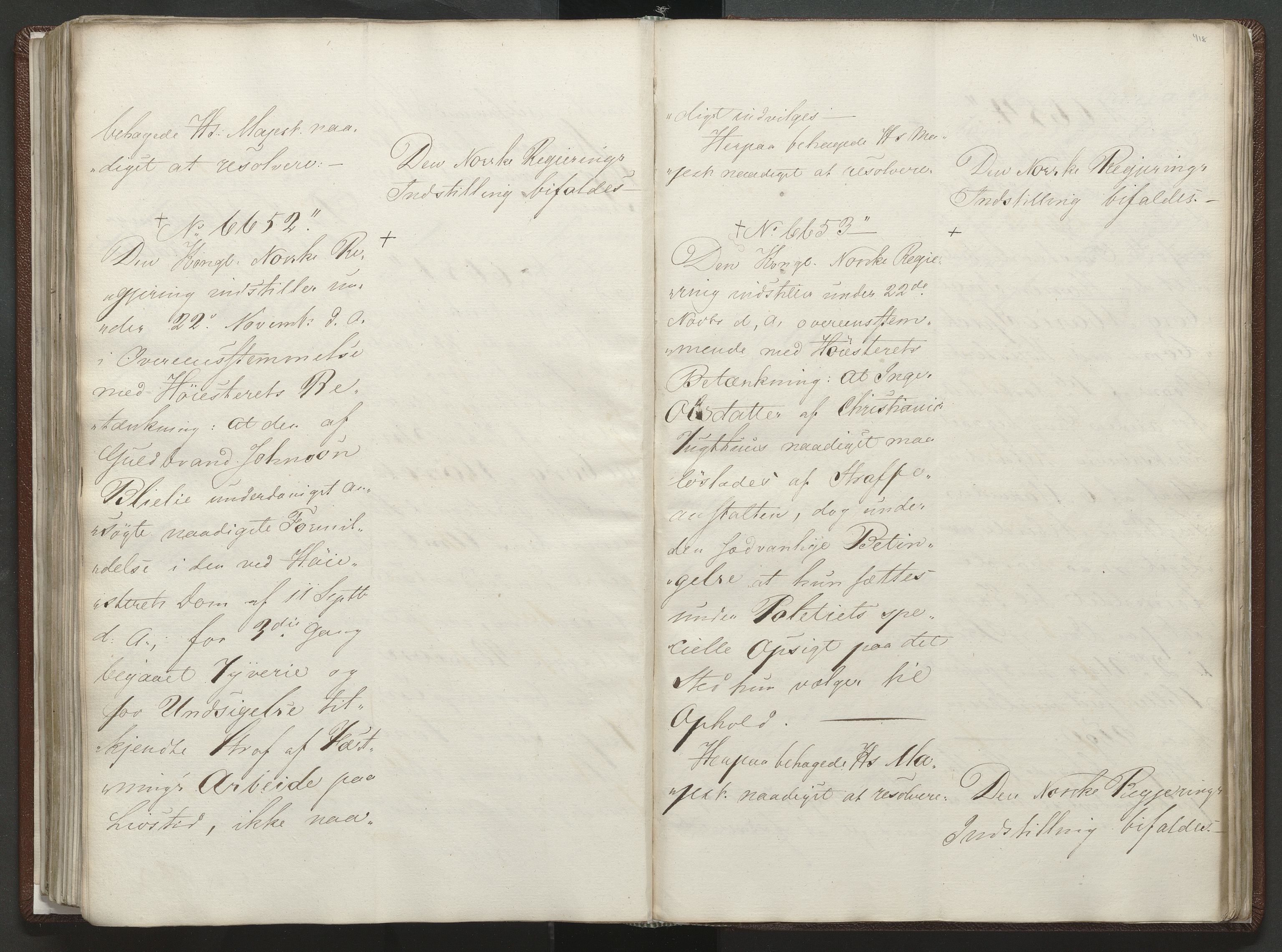 Statsrådssekretariatet, AV/RA-S-1001/A/Ab/L0015: Kgl. res. nr. 1-466 og 6645-6719, 2. halvår III, 1822, s. 418