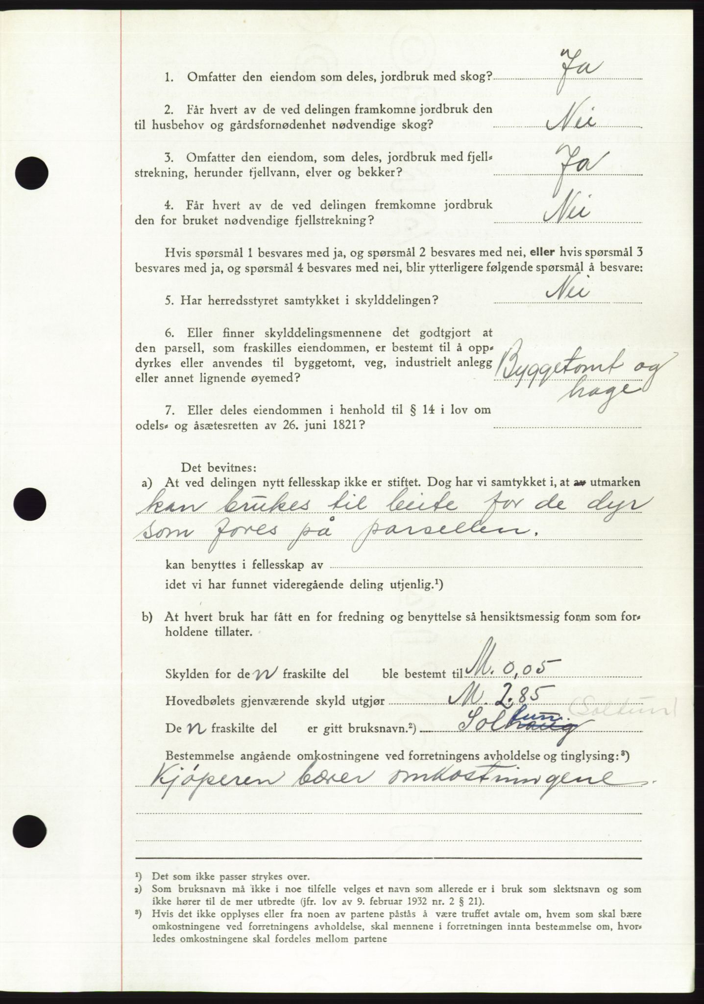 Søre Sunnmøre sorenskriveri, AV/SAT-A-4122/1/2/2C/L0085: Pantebok nr. 11A, 1949-1949, Dagboknr: 2032/1949