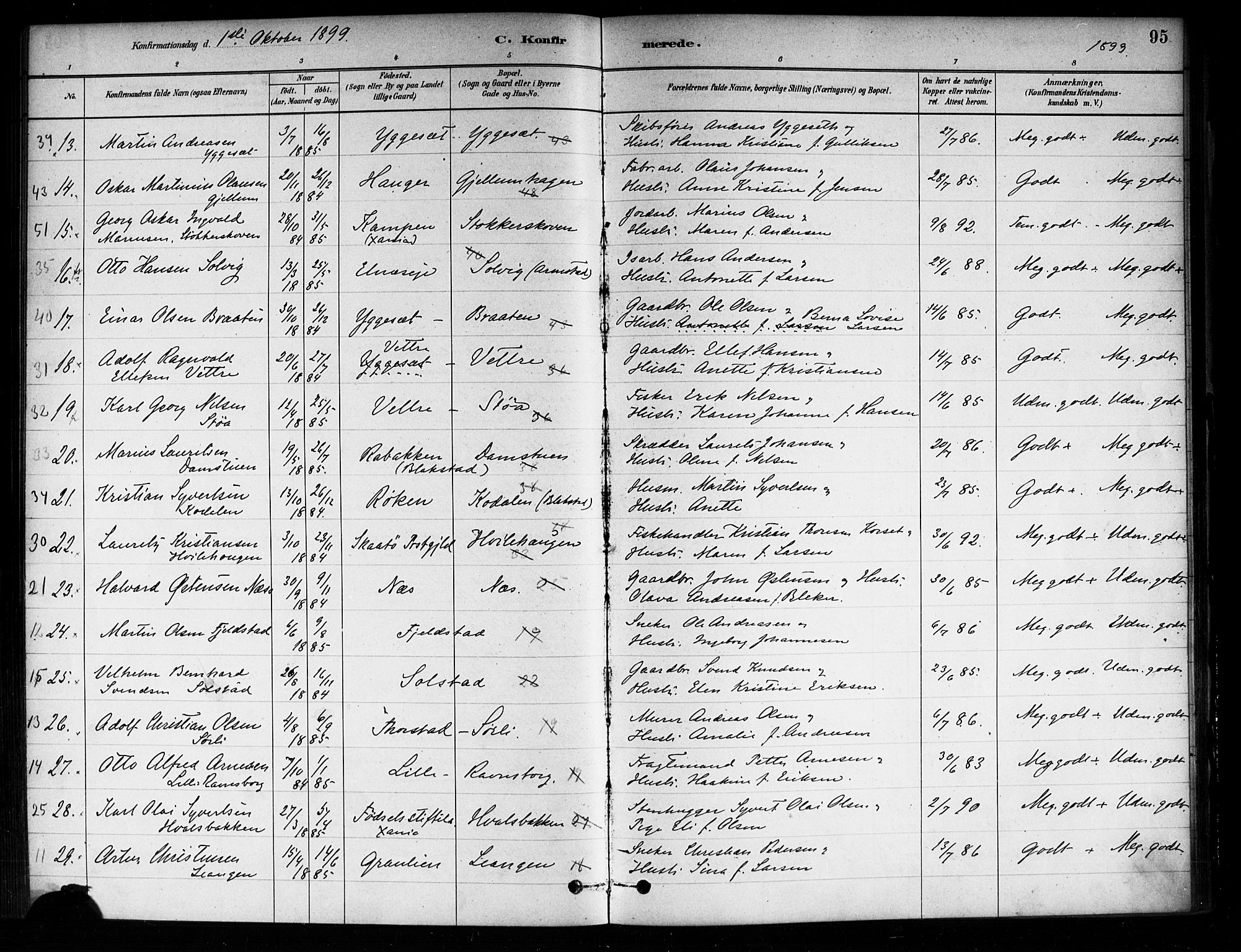 Asker prestekontor Kirkebøker, AV/SAO-A-10256a/F/Fa/L0014: Ministerialbok nr. I 14, 1879-1900, s. 95