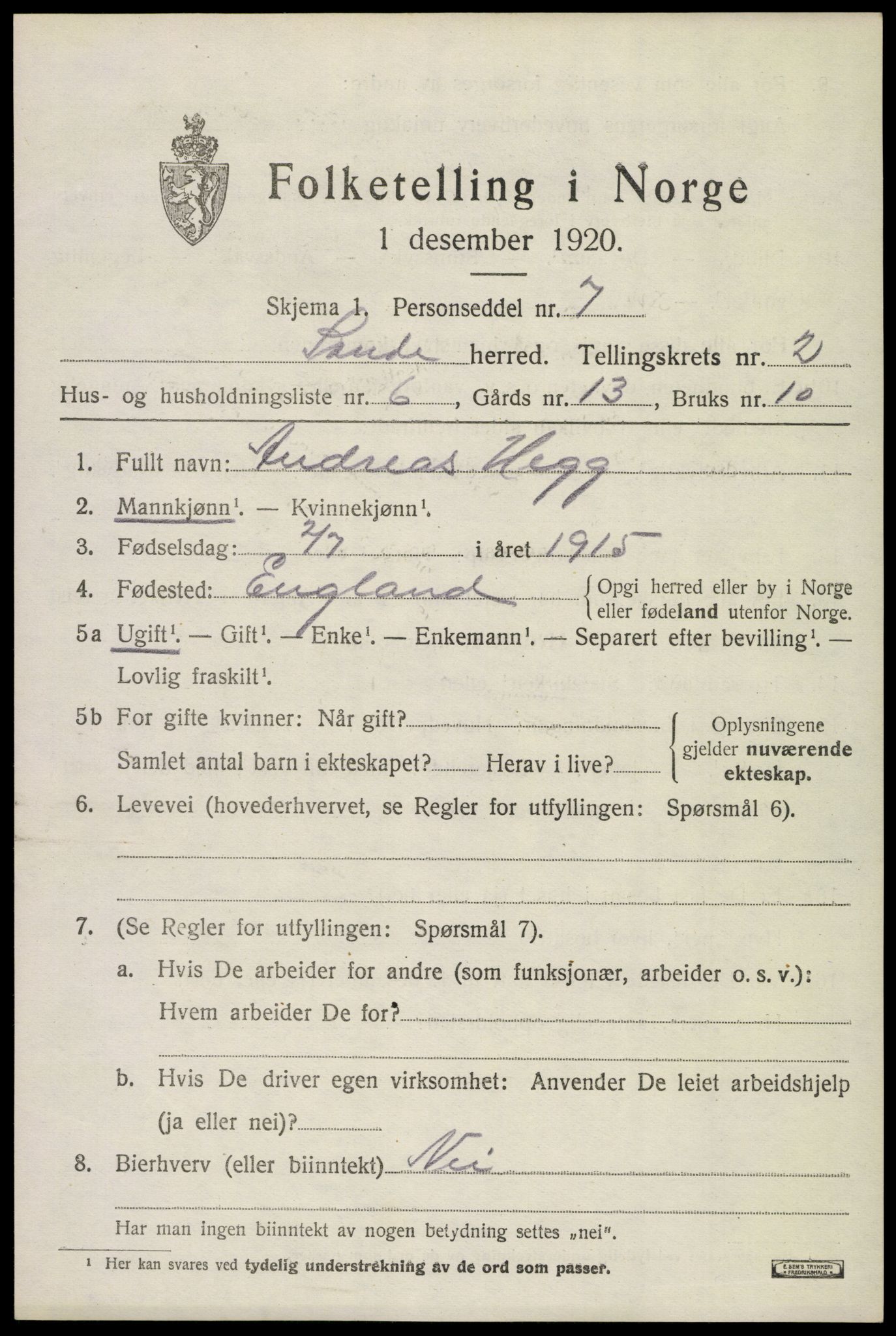 SAKO, Folketelling 1920 for 0713 Sande herred, 1920, s. 2224