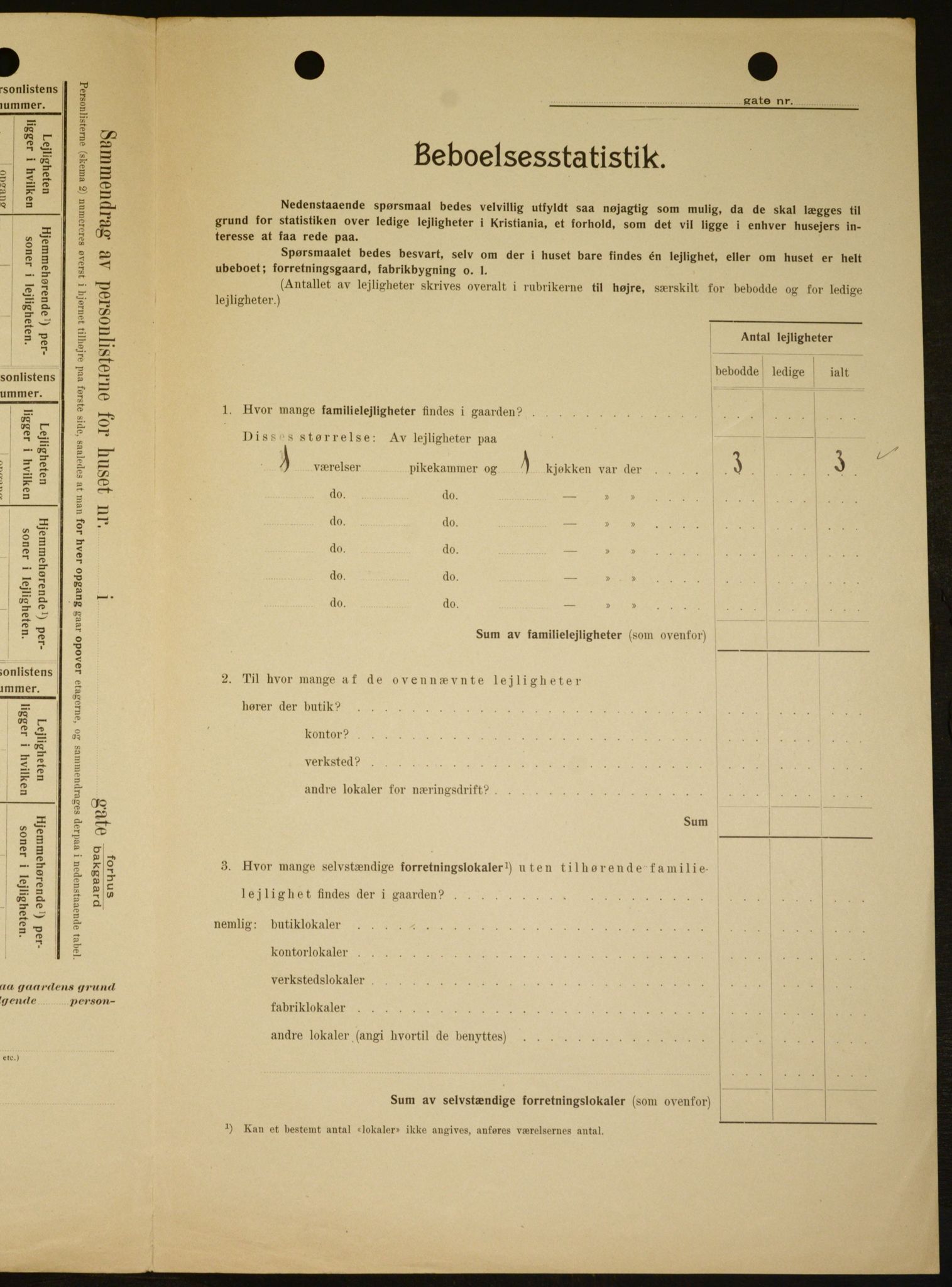 OBA, Kommunal folketelling 1.2.1909 for Kristiania kjøpstad, 1909, s. 100955