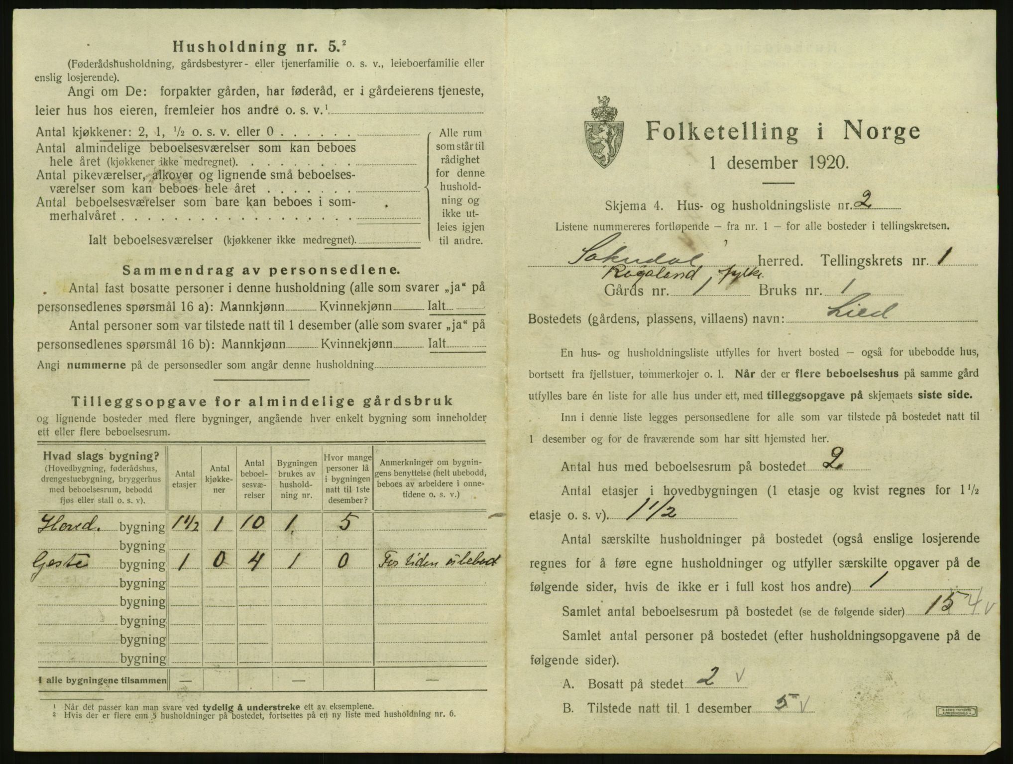 SAST, Folketelling 1920 for 1111 Sokndal herred, 1920, s. 57