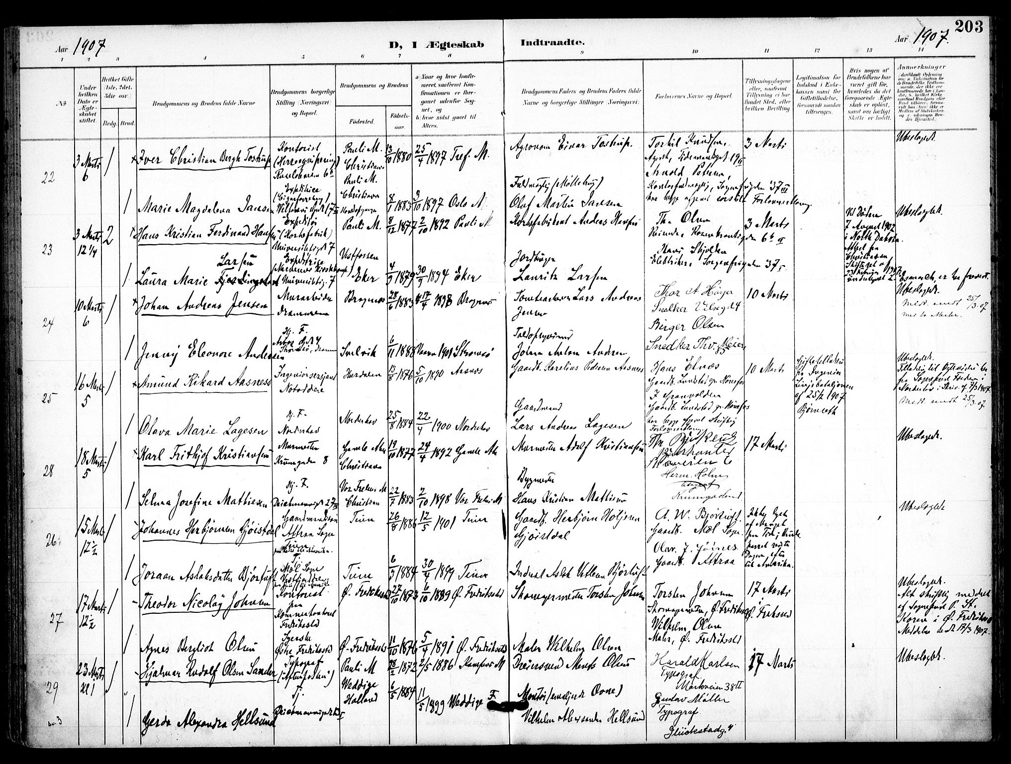 Trefoldighet prestekontor Kirkebøker, AV/SAO-A-10882/F/Fc/L0005: Ministerialbok nr. III 5, 1900-1908, s. 203