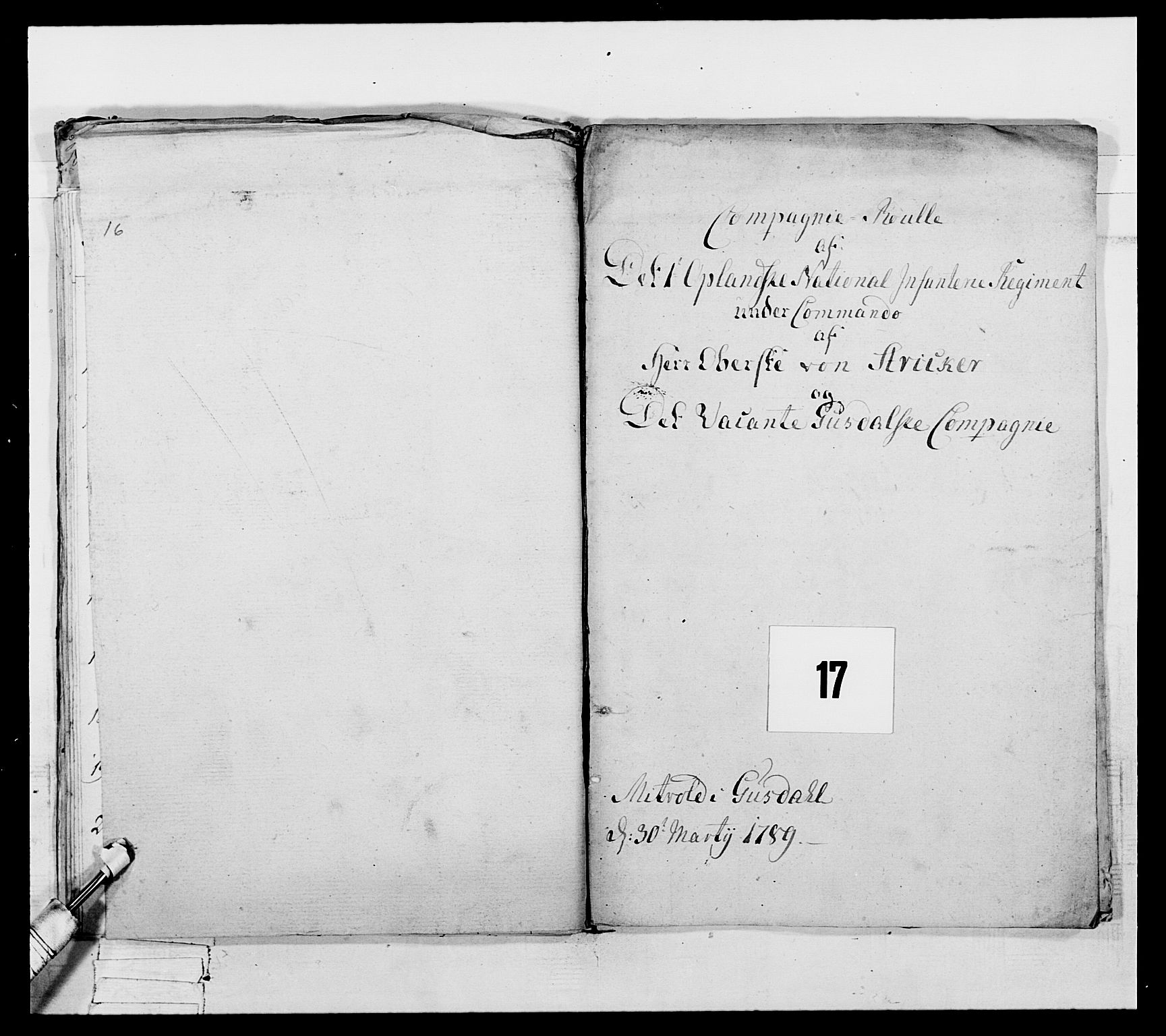 Generalitets- og kommissariatskollegiet, Det kongelige norske kommissariatskollegium, AV/RA-EA-5420/E/Eh/L0061: 1. Opplandske nasjonale infanteriregiment, 1789, s. 335