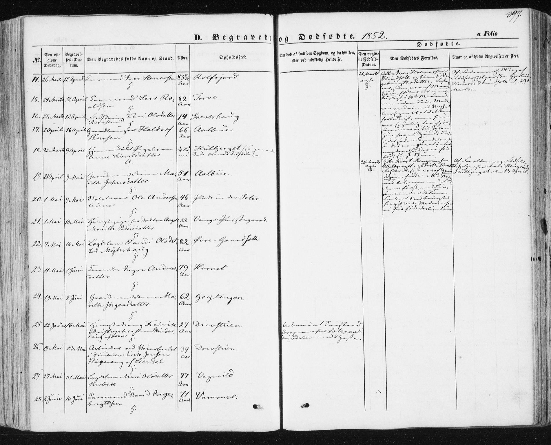 Ministerialprotokoller, klokkerbøker og fødselsregistre - Sør-Trøndelag, AV/SAT-A-1456/678/L0899: Ministerialbok nr. 678A08, 1848-1872, s. 397