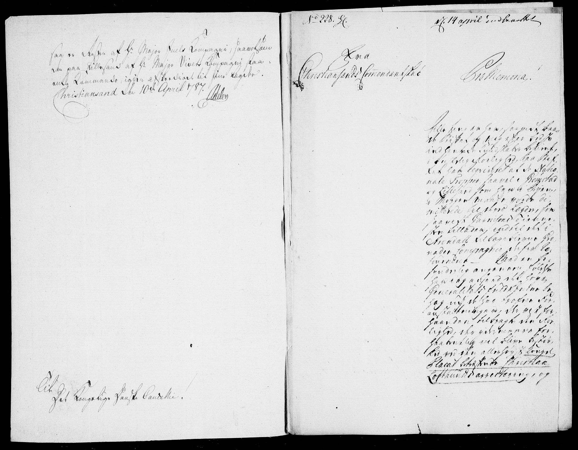 Danske Kanselli, Skapsaker, AV/RA-EA-4061/F/L0097: Skap 16, pakke 7 III, 1787, s. 31