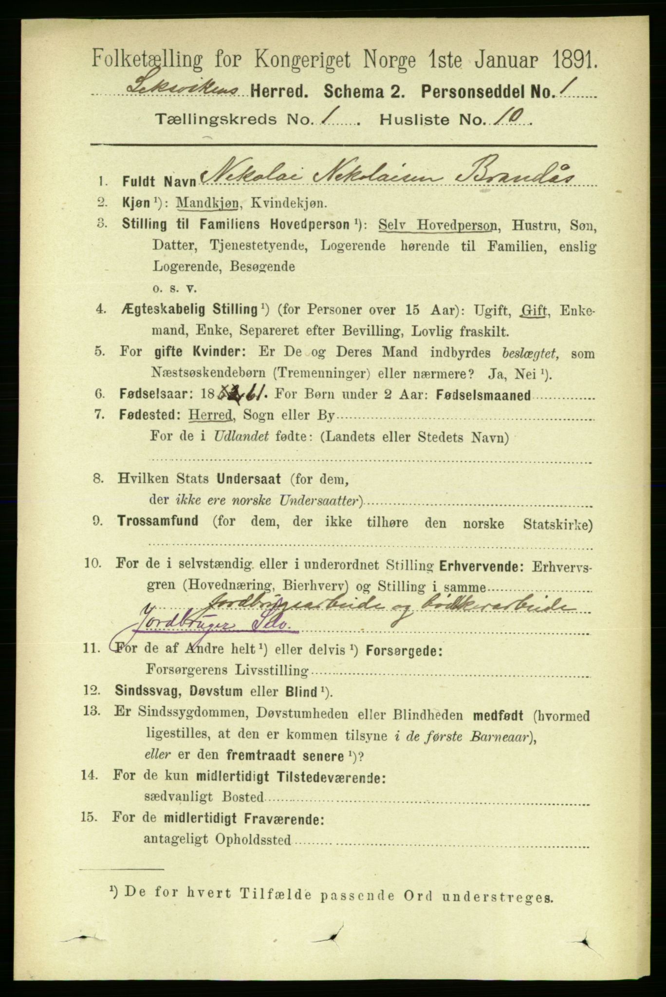 RA, Folketelling 1891 for 1718 Leksvik herred, 1891, s. 181