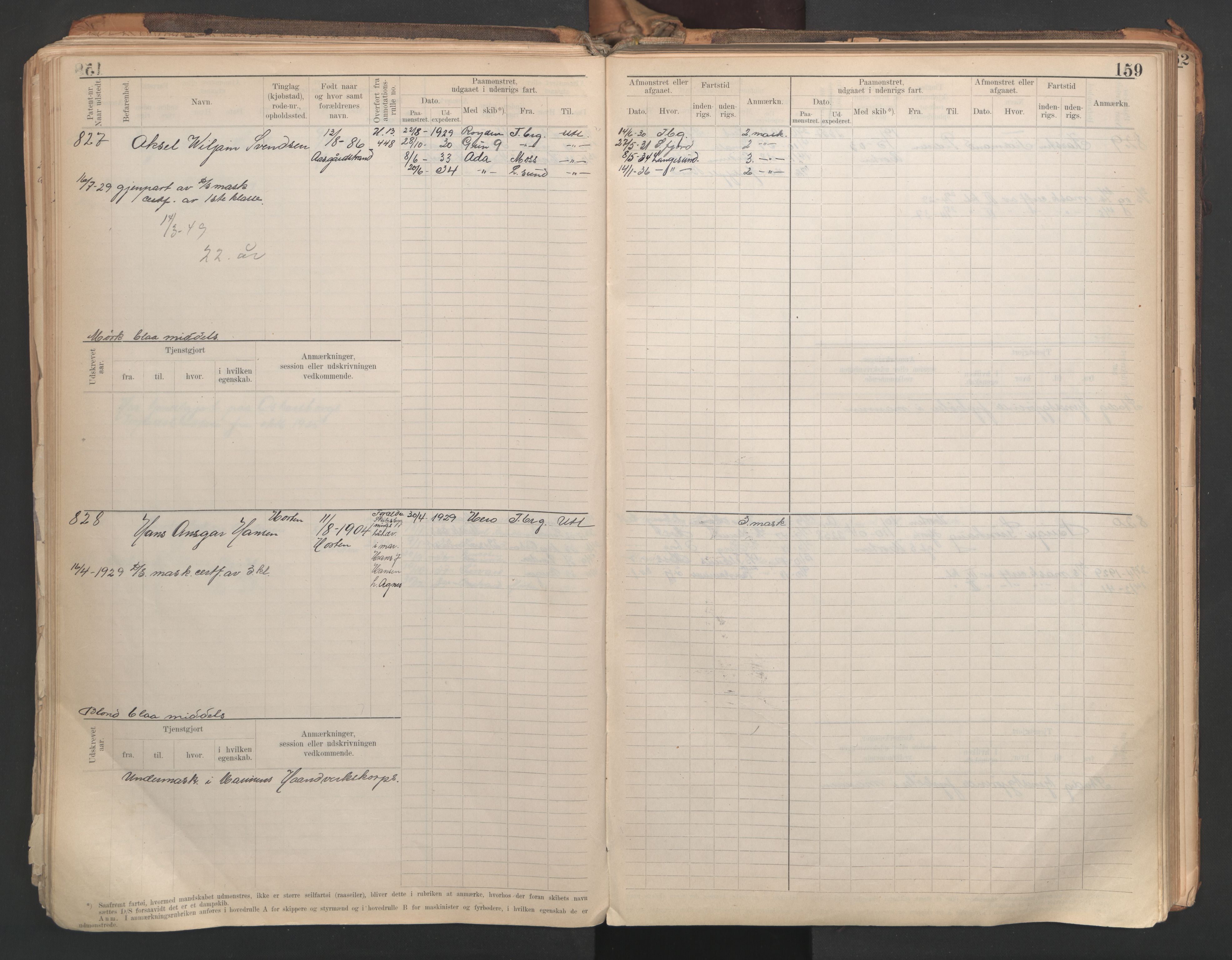 Horten innrulleringskontor, AV/SAKO-A-785/F/Fe/L0007: maskinist, fyrbøterrulle, 1910-1948, s. 159