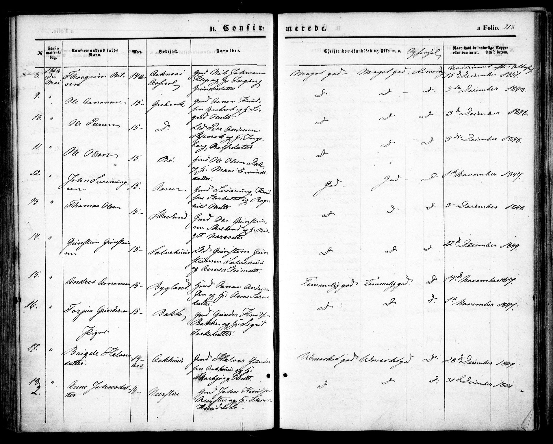 Bygland sokneprestkontor, AV/SAK-1111-0006/F/Fa/Fab/L0005: Ministerialbok nr. A 5, 1859-1873, s. 218