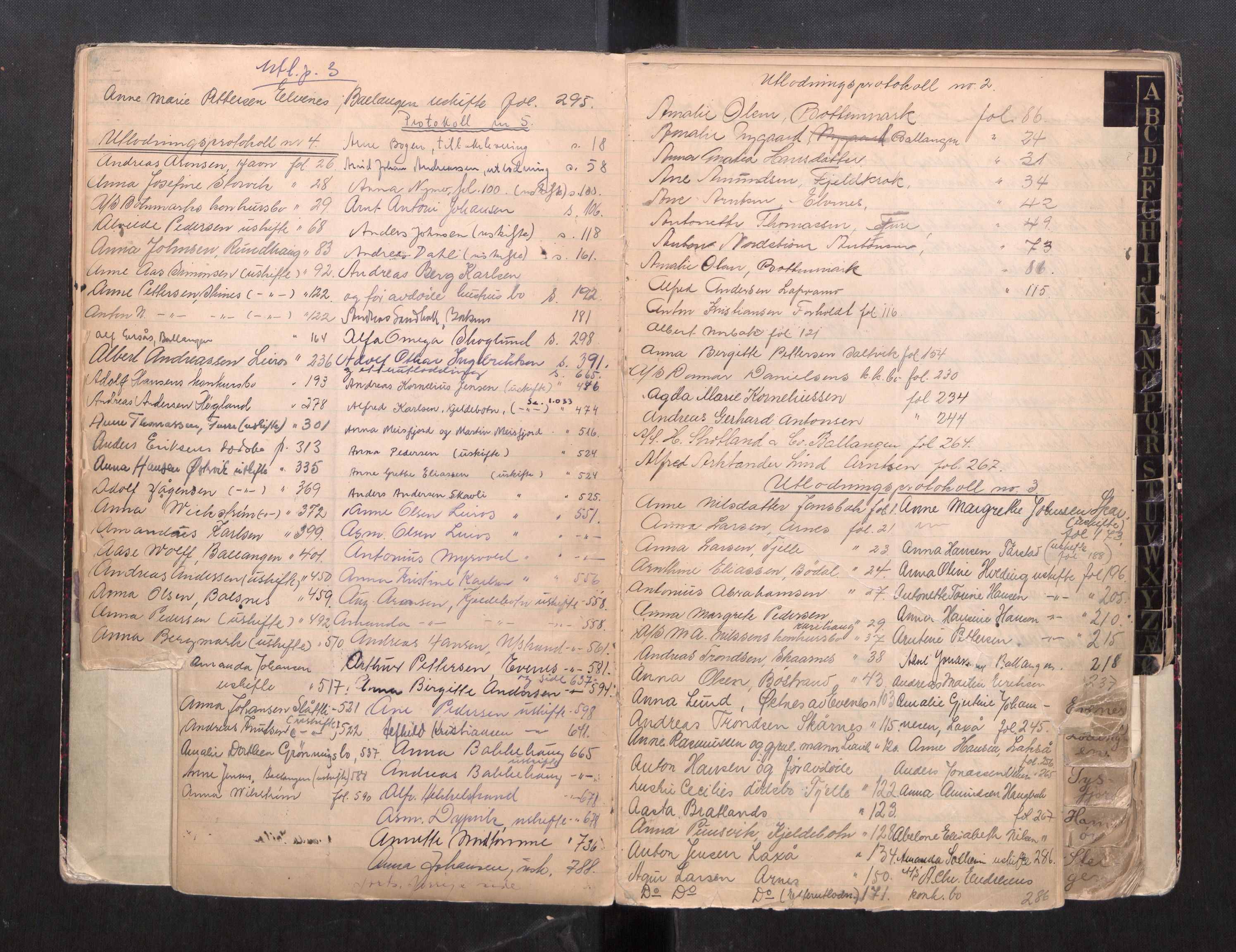 Steigen og Ofoten sorenskriveri, AV/SAT-A-0030/1/3/3C/L0002: Register til skifteslutningsprotokoll, 1917-1947