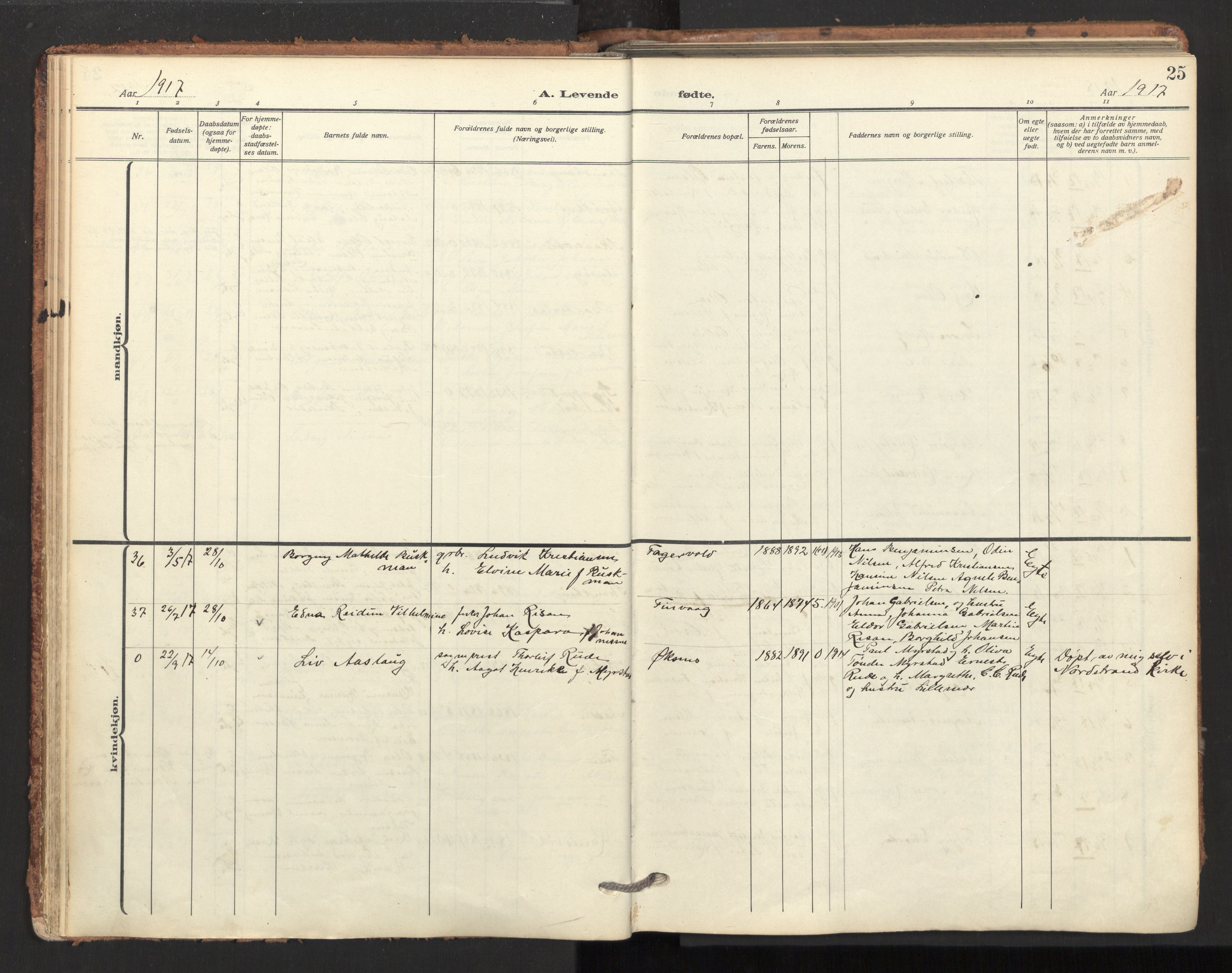 Ministerialprotokoller, klokkerbøker og fødselsregistre - Nordland, AV/SAT-A-1459/893/L1343: Ministerialbok nr. 893A15, 1914-1928, s. 25