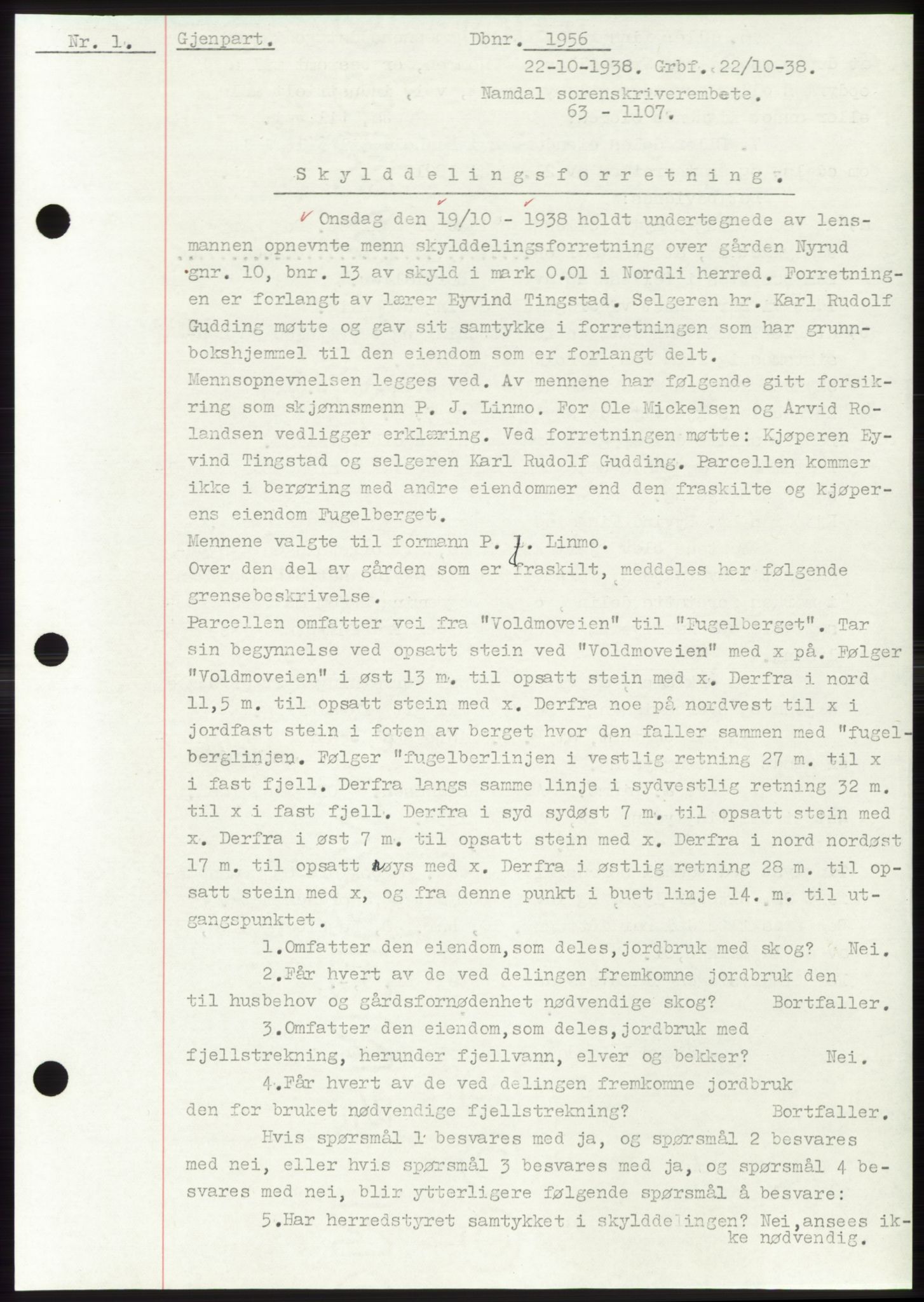 Namdal sorenskriveri, SAT/A-4133/1/2/2C: Pantebok nr. -, 1937-1939, Tingl.dato: 22.10.1938