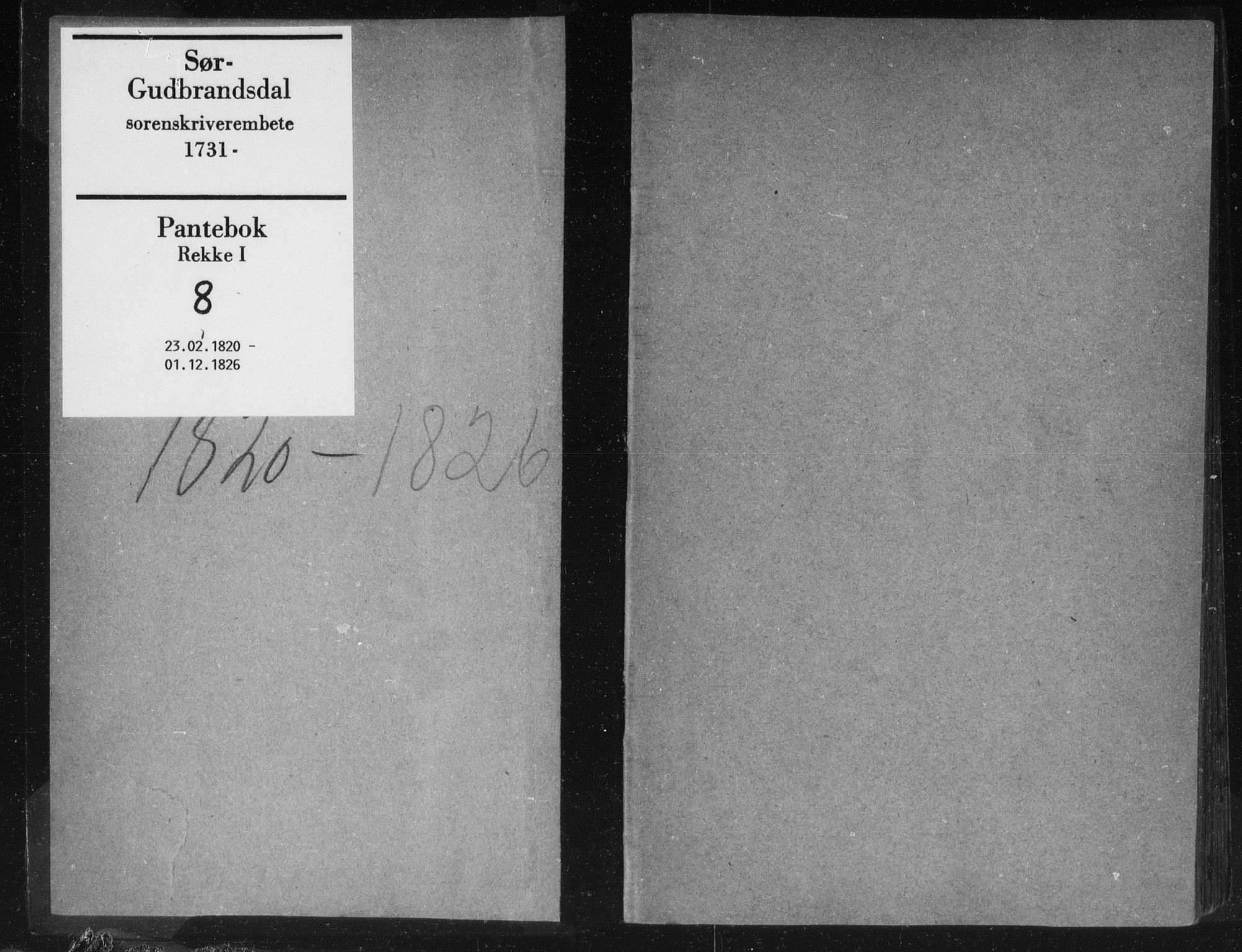 Sør-Gudbrandsdal tingrett, AV/SAH-TING-004/H/Hb/Hba/L0008: Pantebok nr. I 8, 1820-1826