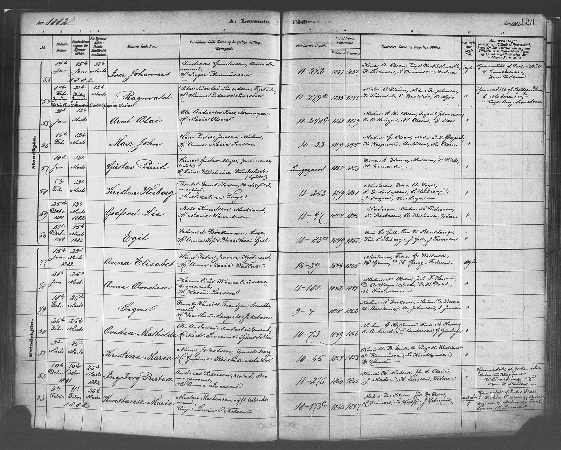 Domkirken sokneprestembete, AV/SAB-A-74801/H/Haa/L0023: Ministerialbok nr. B 6, 1879-1887, s. 123