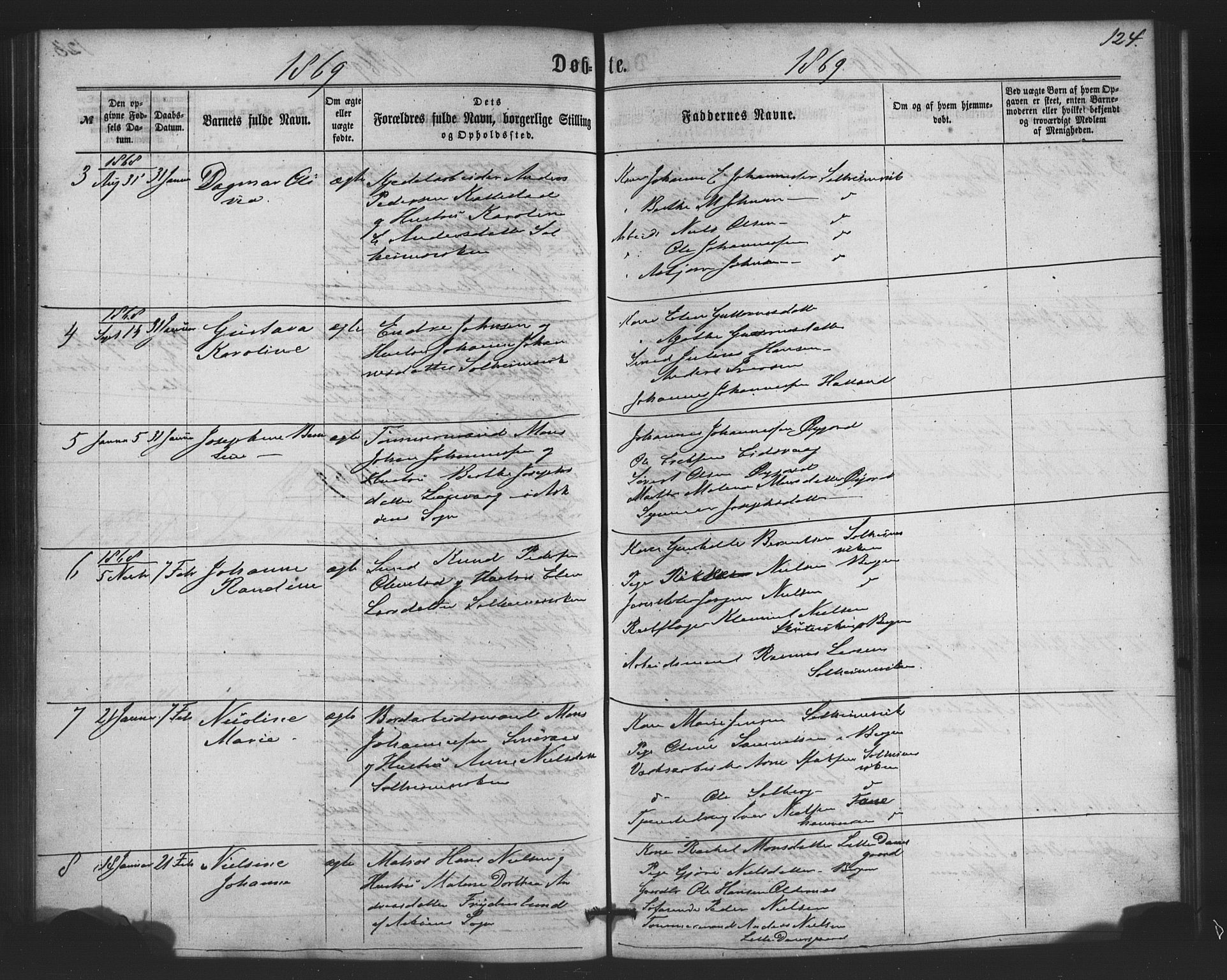 St. Jørgens hospital og Årstad sokneprestembete, AV/SAB-A-99934: Klokkerbok nr. A 3, 1863-1872, s. 124