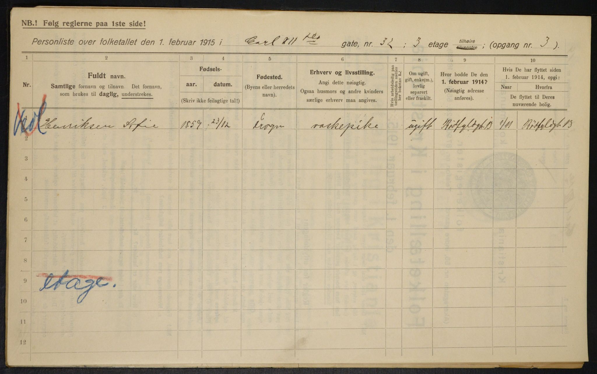 OBA, Kommunal folketelling 1.2.1915 for Kristiania, 1915, s. 48177