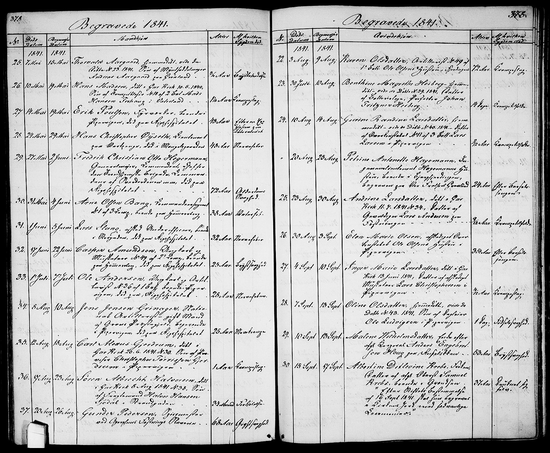 Garnisonsmenigheten Kirkebøker, SAO/A-10846/G/Ga/L0005: Klokkerbok nr. 5, 1841-1860, s. 378