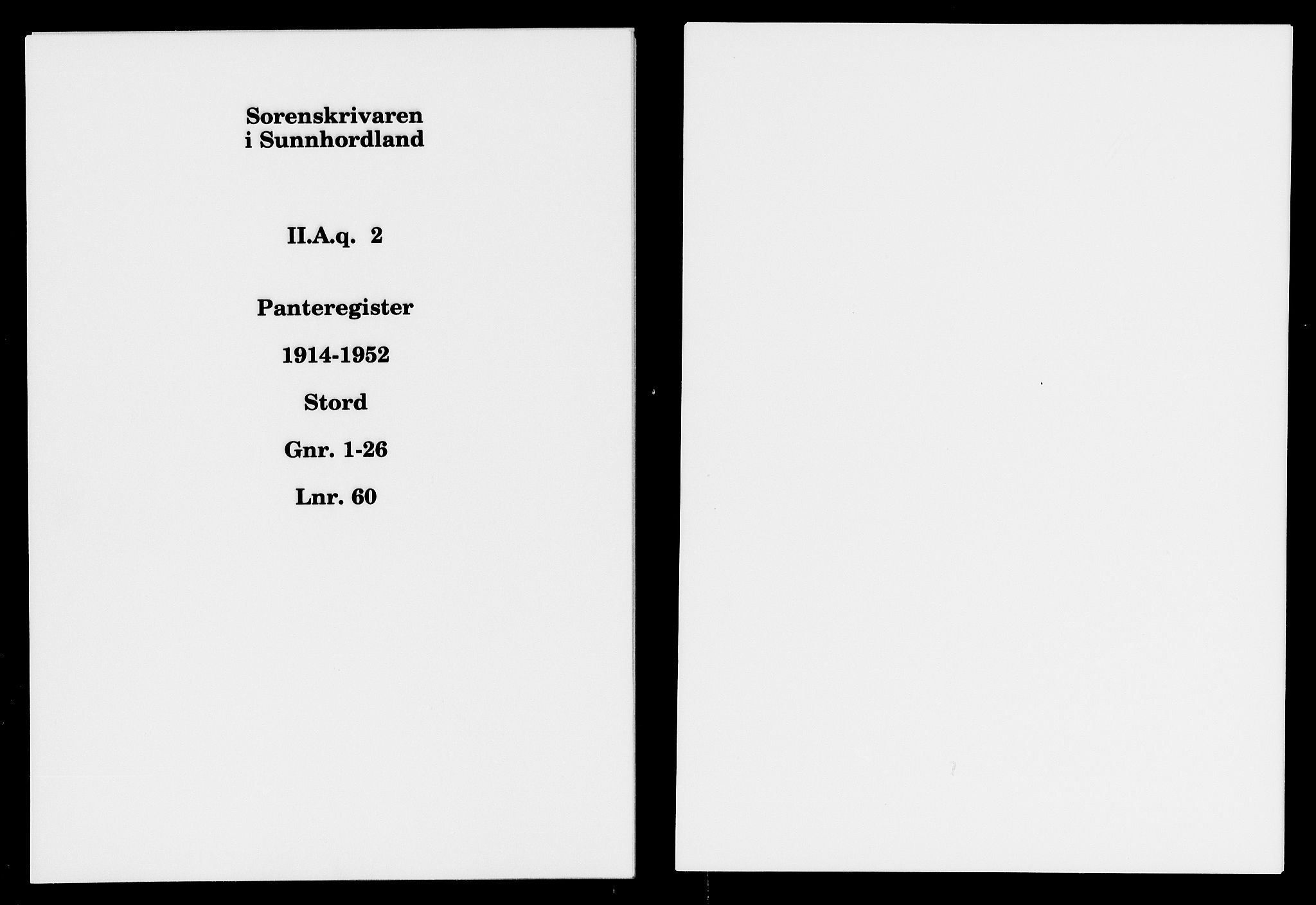 Sunnhordland sorenskrivar, SAB/A-2401/1/G/Ga/Gaq/L0002: Panteregister nr. II.A.q.2, 1914-1952