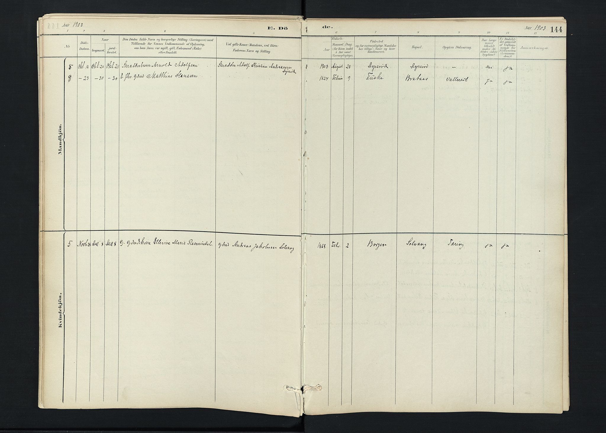 Stokke kirkebøker, AV/SAKO-A-320/F/Fc/L0001: Ministerialbok nr. III 1, 1884-1910, s. 144