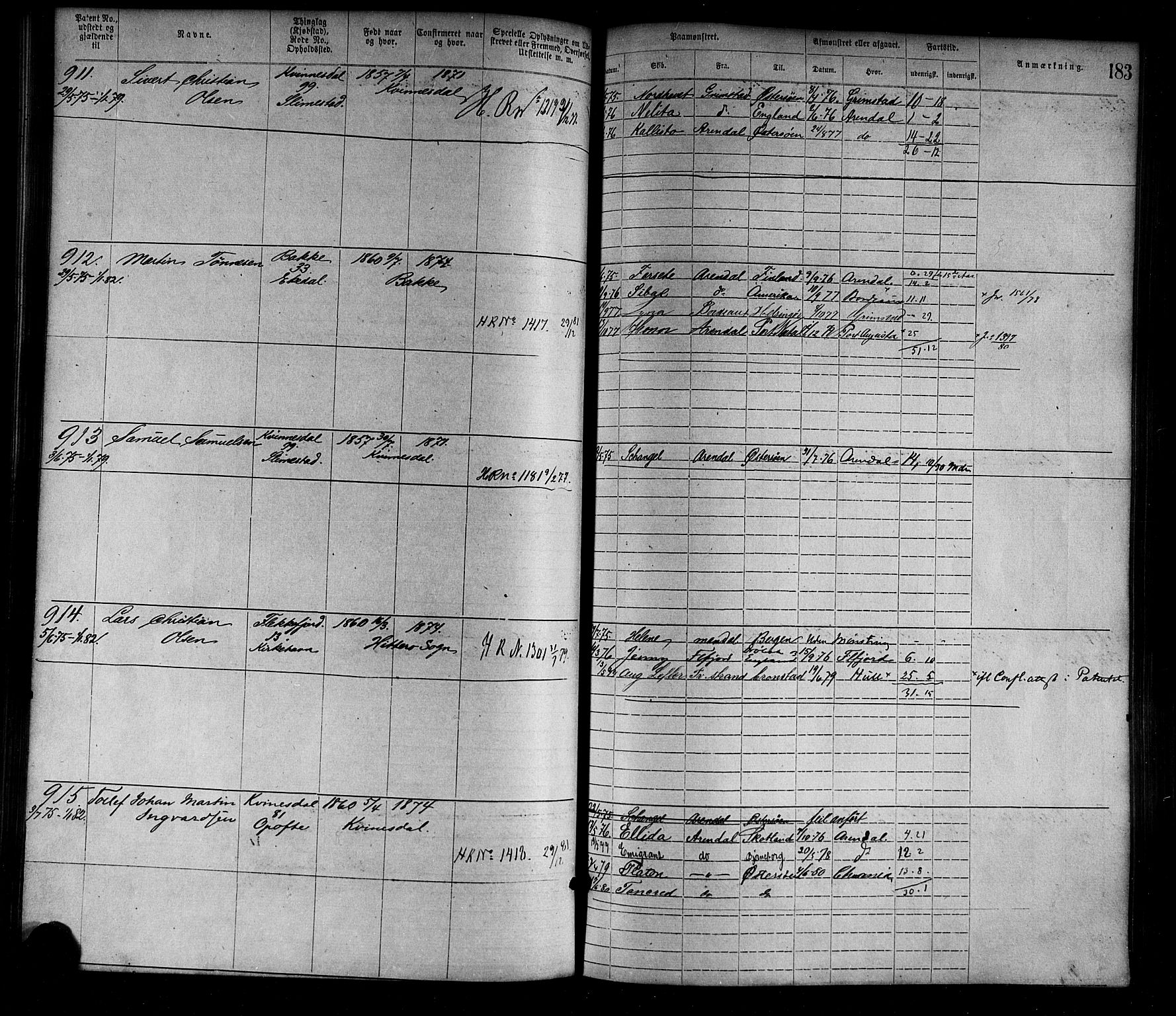 Flekkefjord mønstringskrets, AV/SAK-2031-0018/F/Fa/L0002: Annotasjonsrulle nr 1-1920 med register, N-2, 1870-1891, s. 208