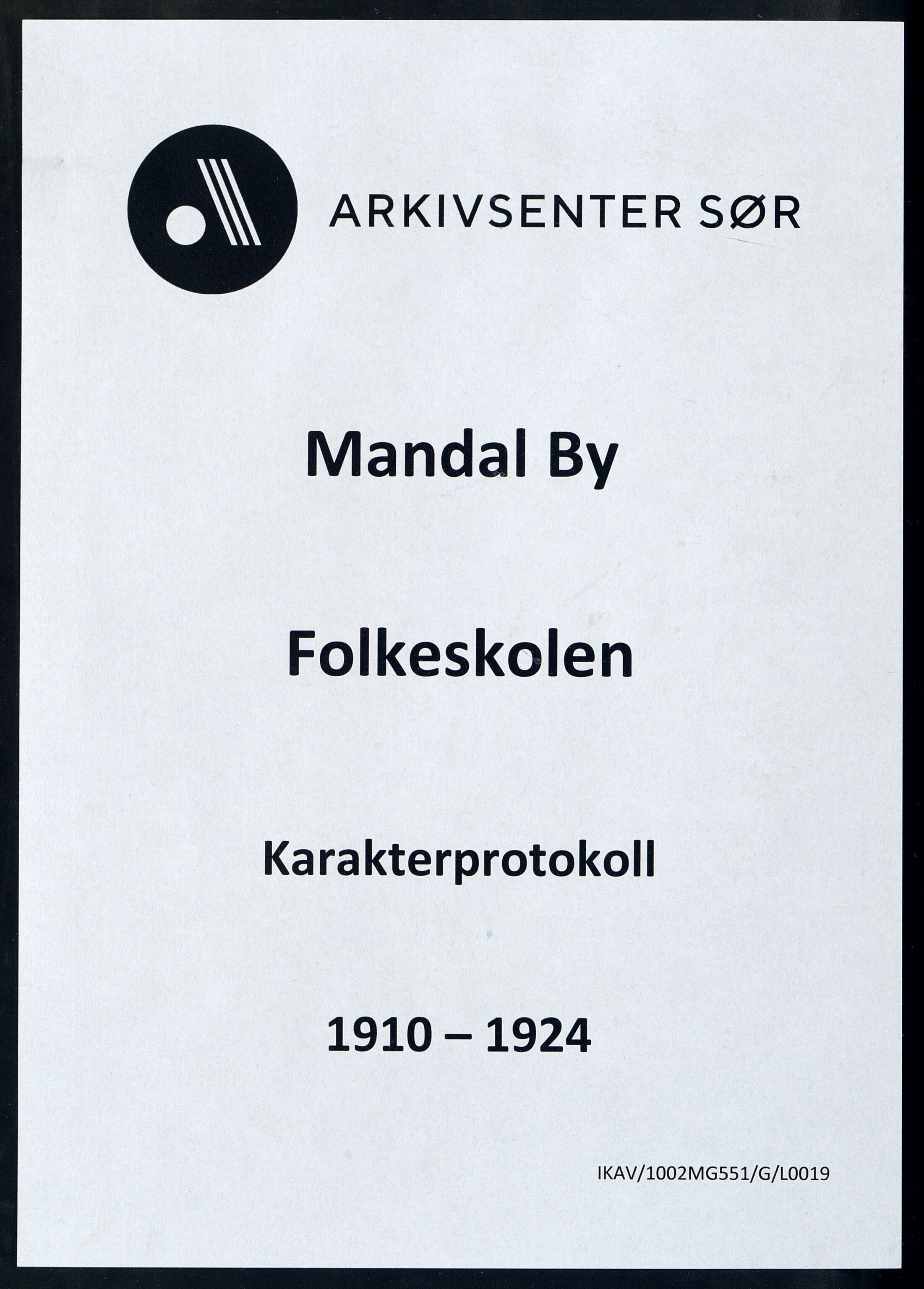 Mandal By - Mandal Allmueskole/Folkeskole/Skole, IKAV/1002MG551/G/L0019: Karakterprotokoll, 1910-1924