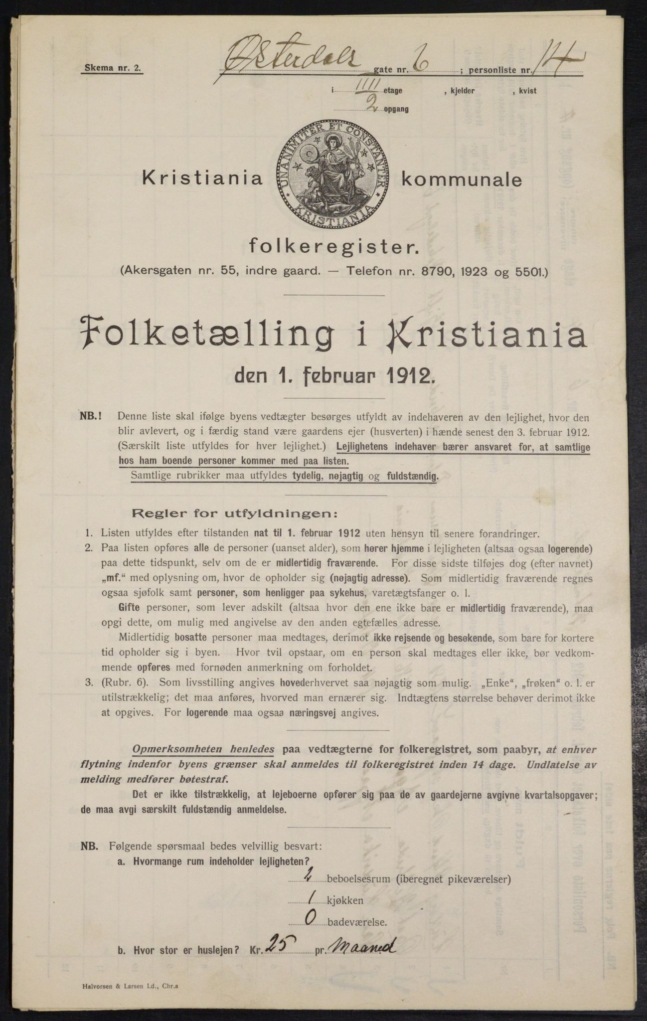 OBA, Kommunal folketelling 1.2.1912 for Kristiania, 1912, s. 129053