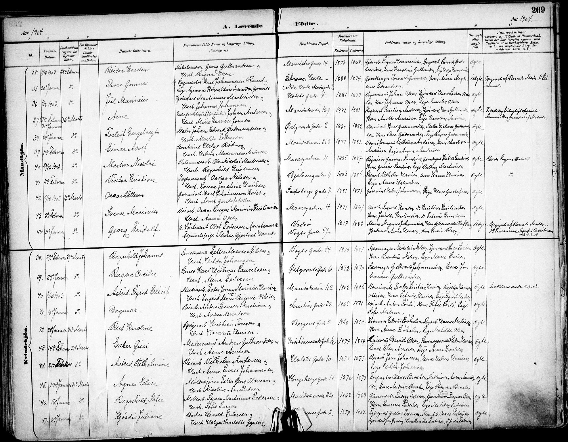 Sagene prestekontor Kirkebøker, AV/SAO-A-10796/F/L0004: Ministerialbok nr. 4, 1894-1904, s. 269