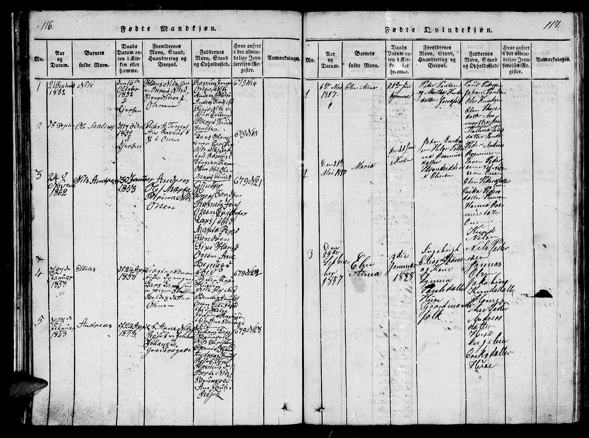Ministerialprotokoller, klokkerbøker og fødselsregistre - Møre og Romsdal, SAT/A-1454/561/L0731: Klokkerbok nr. 561C01, 1817-1867, s. 116-117