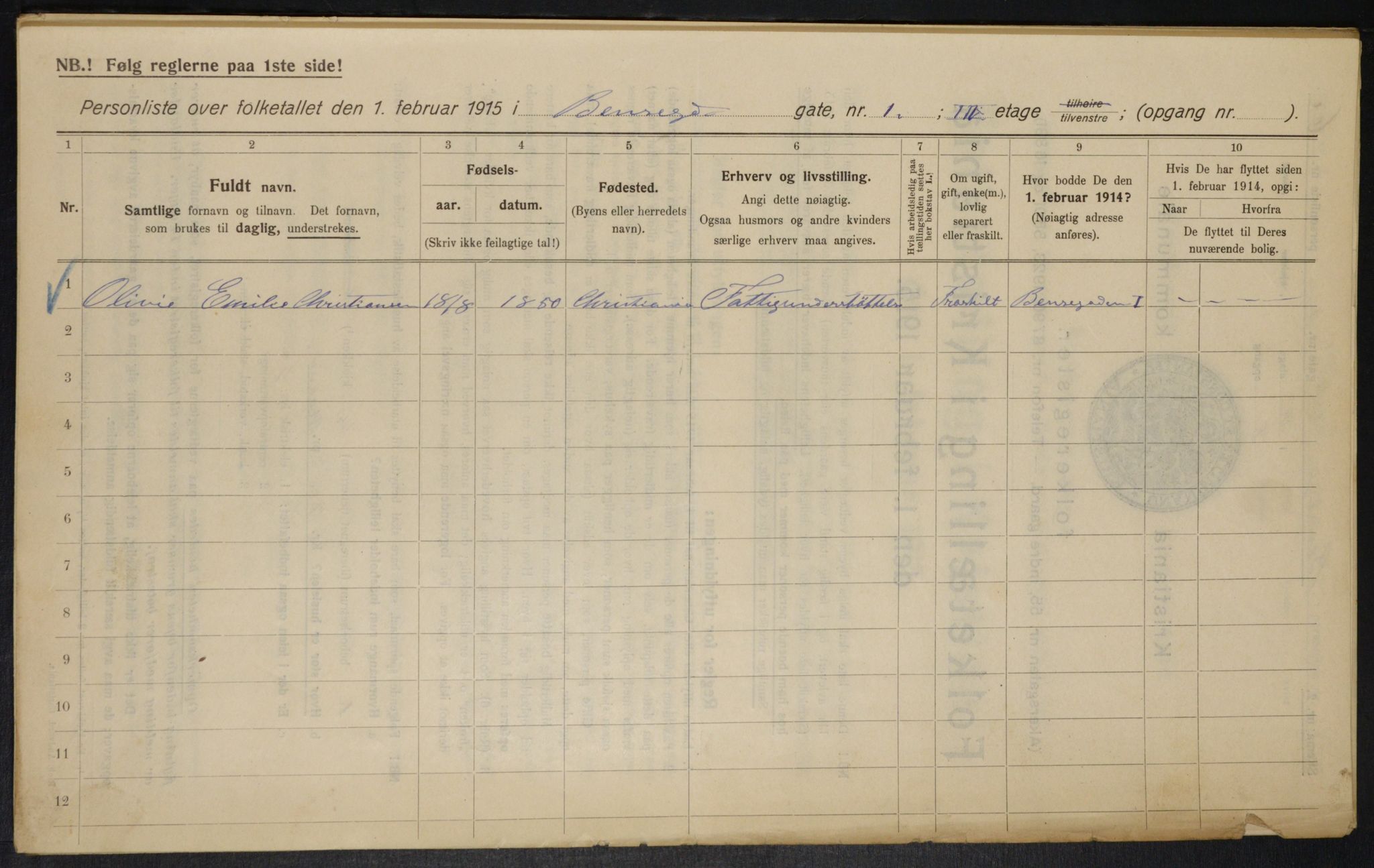 OBA, Kommunal folketelling 1.2.1915 for Kristiania, 1915, s. 3554