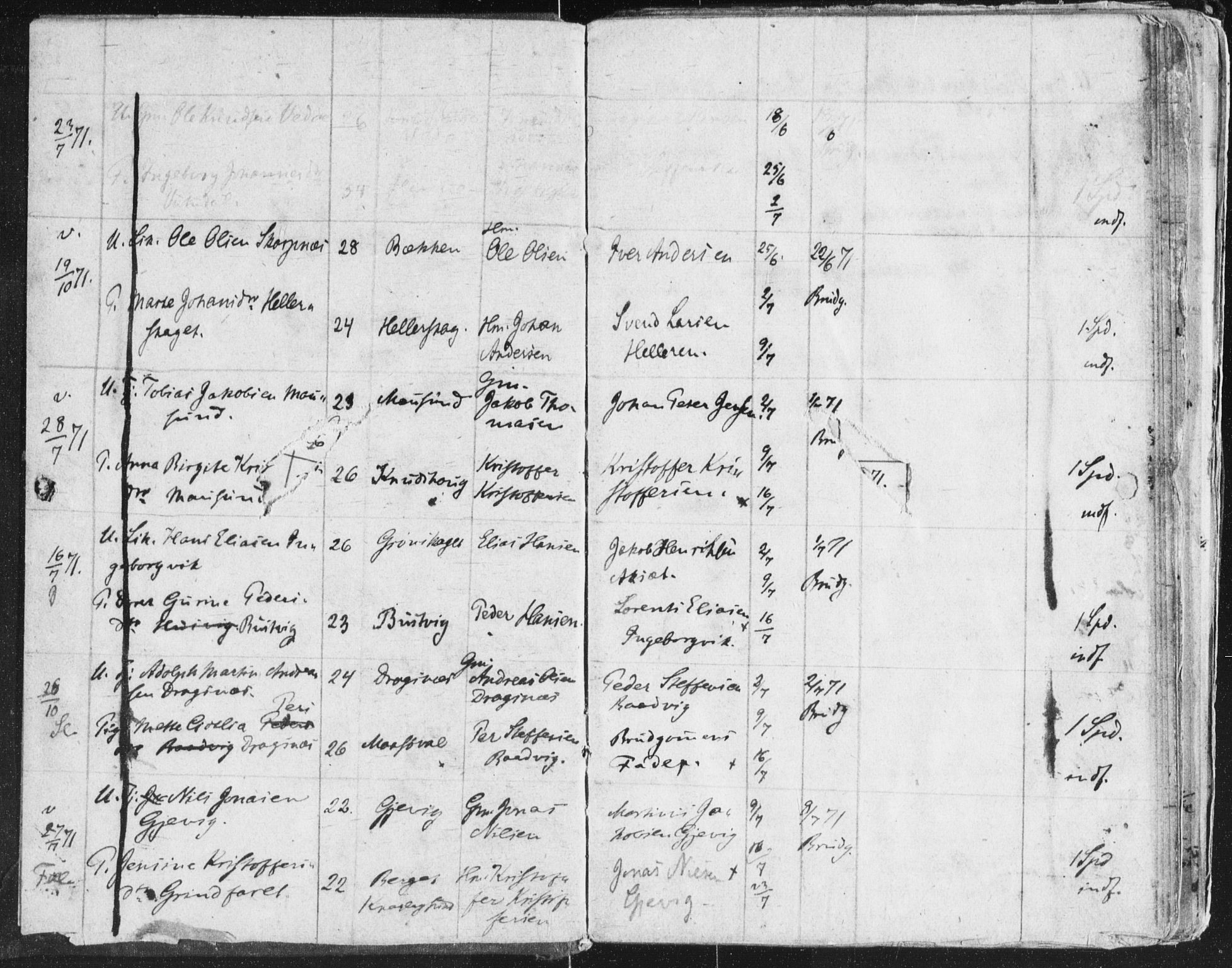 Frøya sokneprestkontor, AV/SAT-A-1116/1/I/I1/I1f/L0001: Lysningsprotokoll nr. 640.I.1f.1, 1871-1880