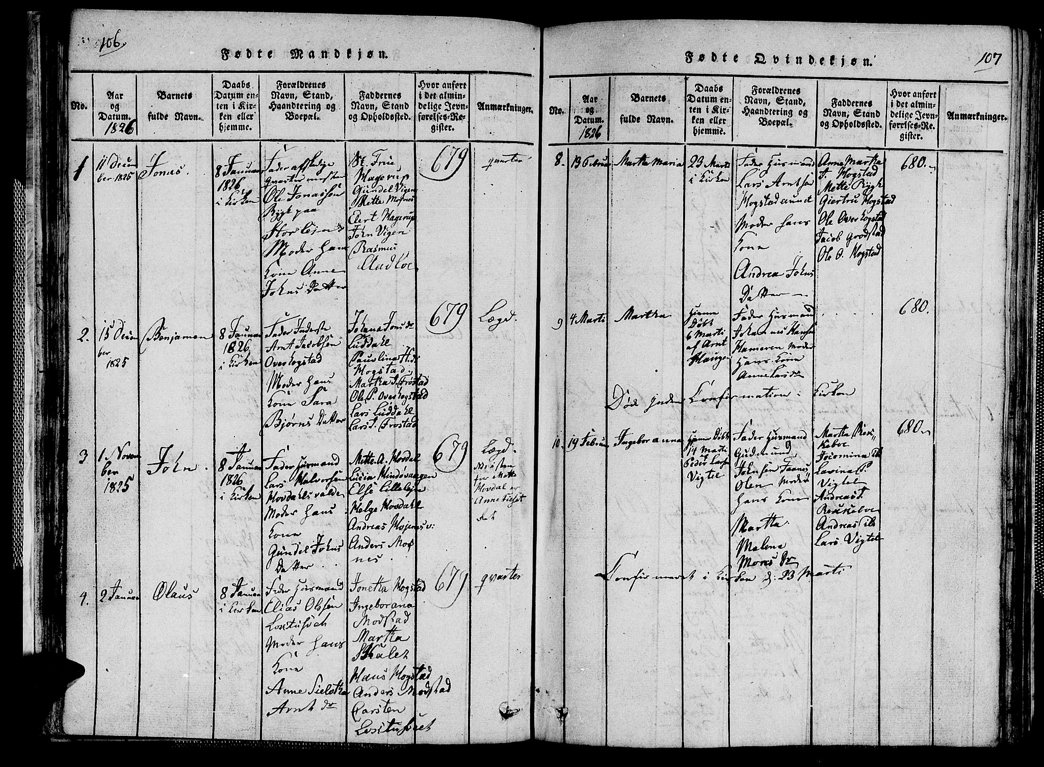 Ministerialprotokoller, klokkerbøker og fødselsregistre - Nord-Trøndelag, SAT/A-1458/713/L0124: Klokkerbok nr. 713C01, 1817-1827, s. 106-107