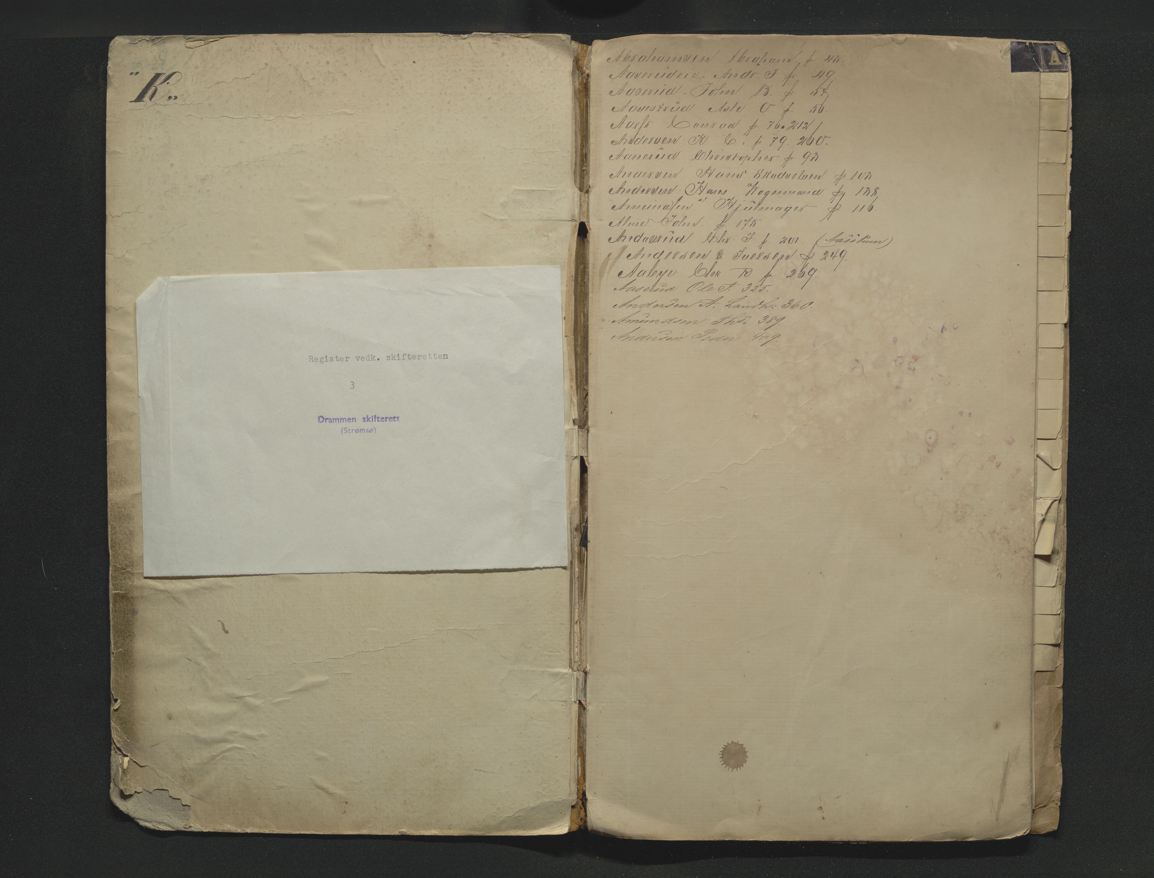 Drammen byfogd, AV/SAKO-A-222/H/Hb/Hbd/Hbdb/L0002: Skifteutlodningsregister 5. (står på esken)