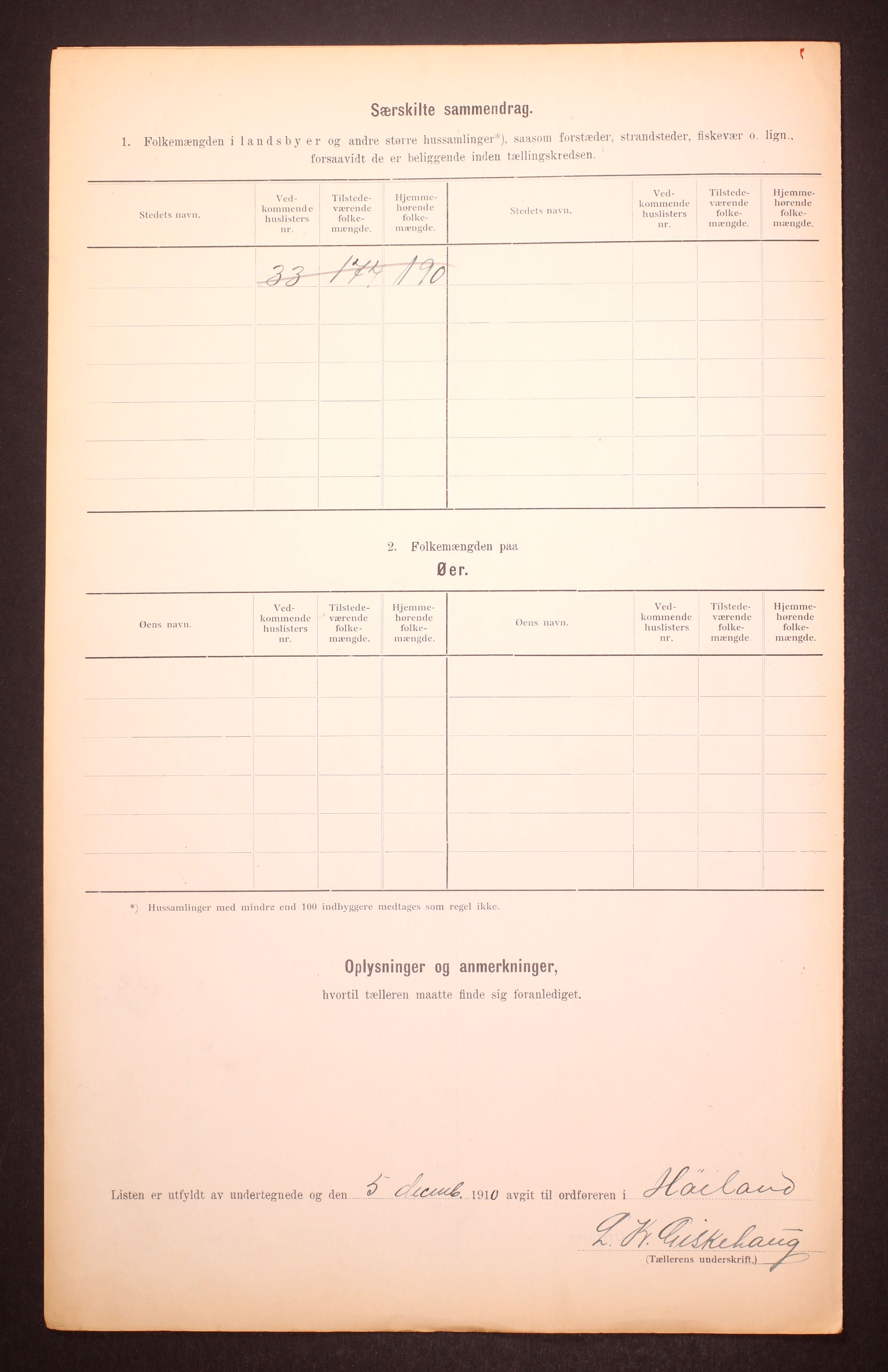 RA, Folketelling 1910 for 1123 Høyland herred, 1910, s. 6