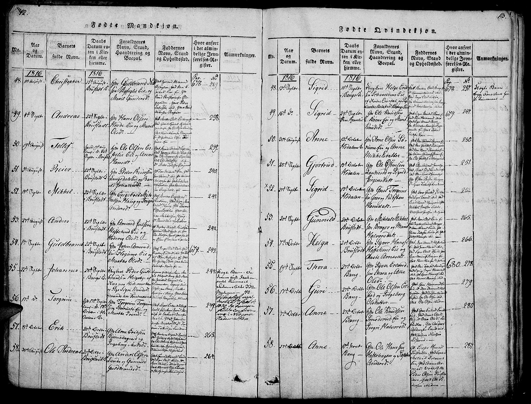 Sør-Aurdal prestekontor, SAH/PREST-128/H/Ha/Haa/L0002: Ministerialbok nr. 2, 1815-1840, s. 12-13