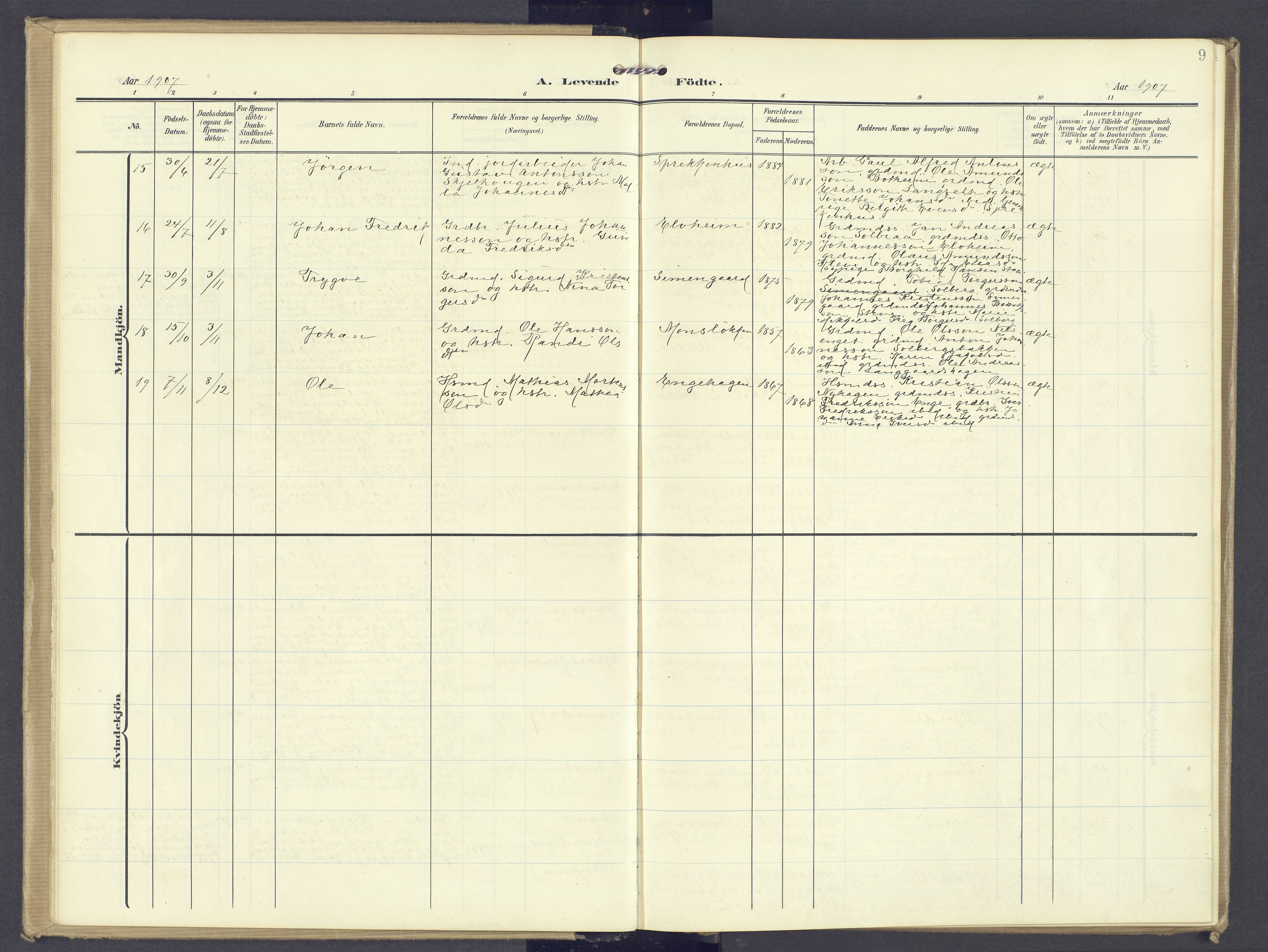 Øyer prestekontor, AV/SAH-PREST-084/H/Ha/Haa/L0013: Ministerialbok nr. 13, 1905-1920, s. 9