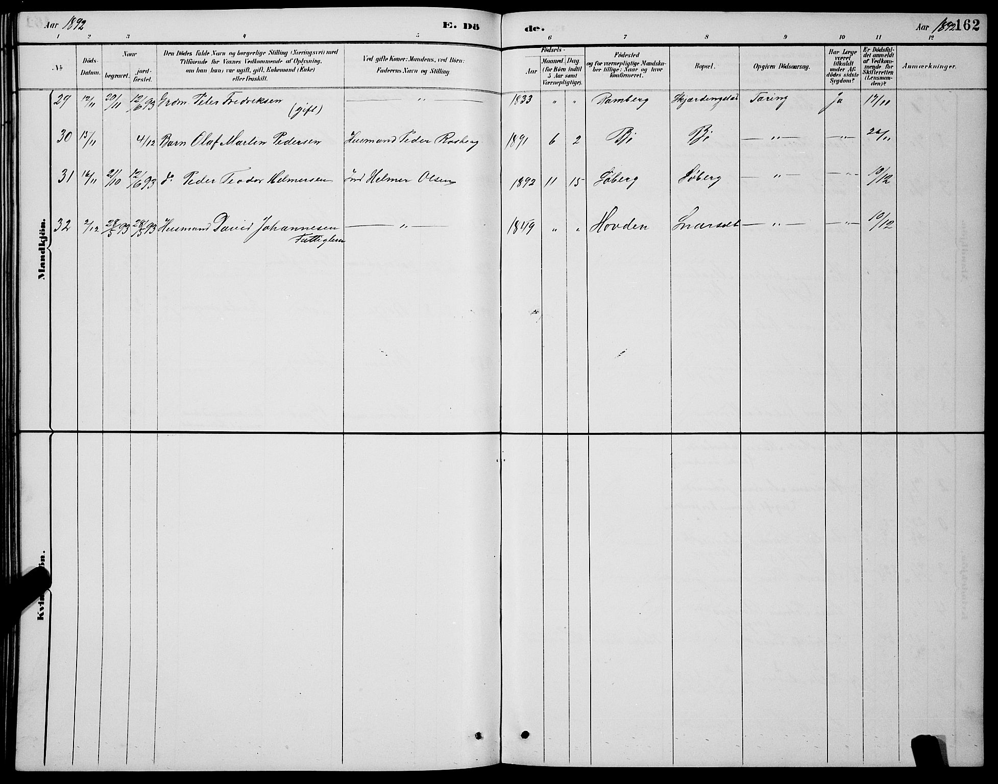 Ministerialprotokoller, klokkerbøker og fødselsregistre - Nordland, AV/SAT-A-1459/891/L1315: Klokkerbok nr. 891C04, 1886-1893, s. 162