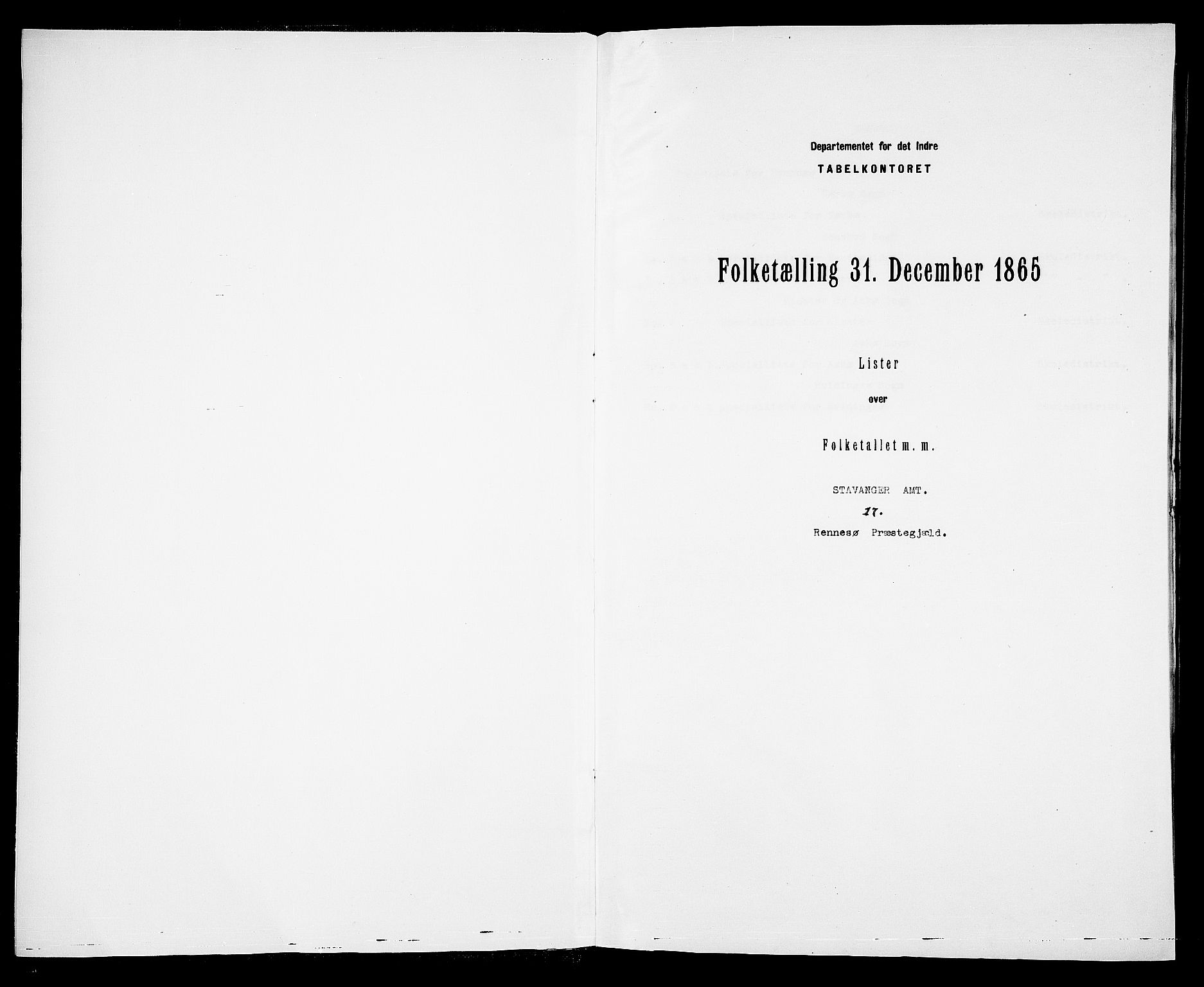 RA, Folketelling 1865 for 1142P Rennesøy prestegjeld, 1865, s. 3