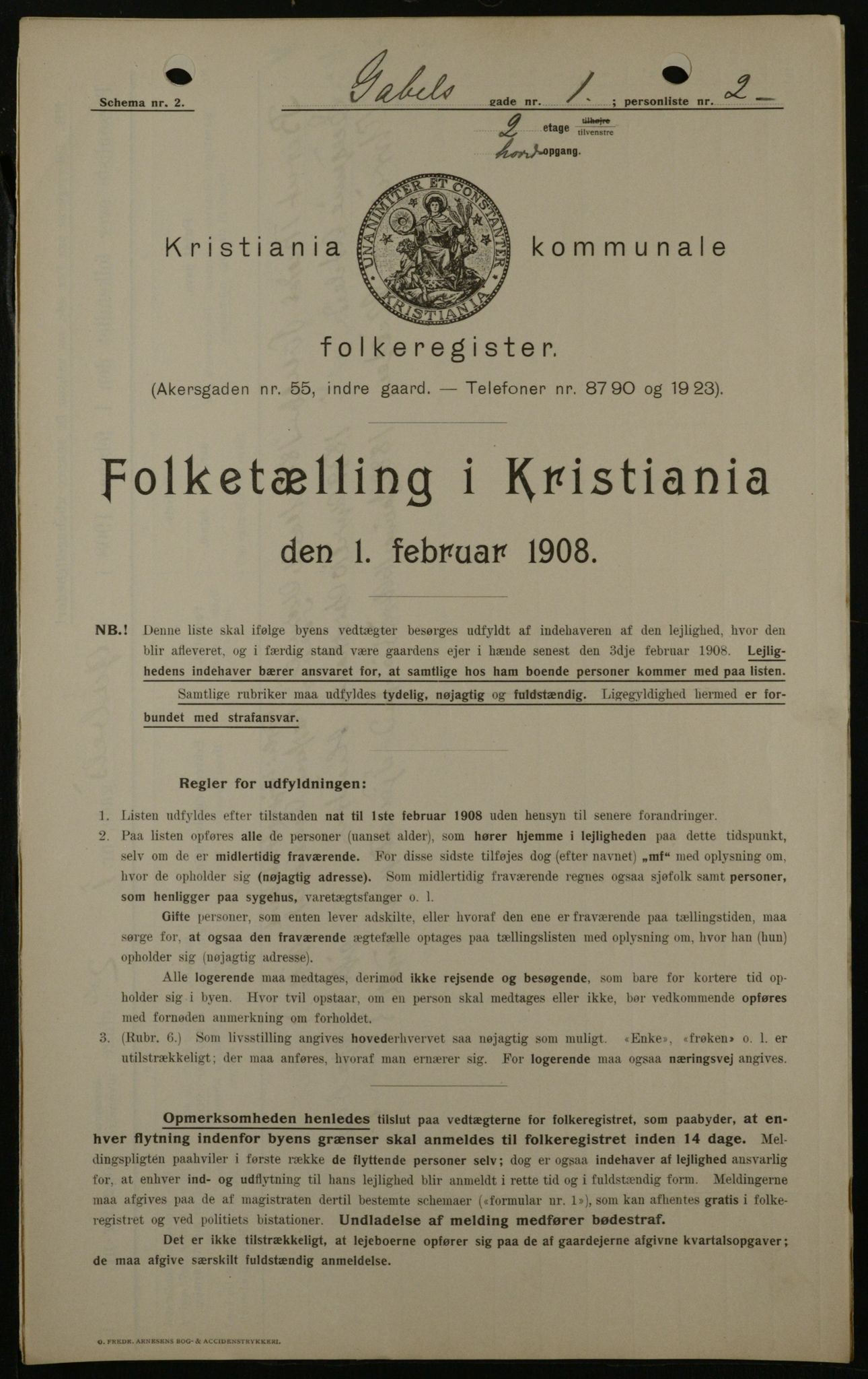 OBA, Kommunal folketelling 1.2.1908 for Kristiania kjøpstad, 1908, s. 25725