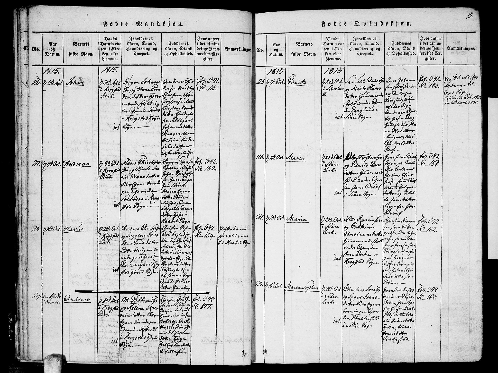 Kråkstad prestekontor Kirkebøker, SAO/A-10125a/F/Fa/L0003: Ministerialbok nr. I 3, 1813-1824, s. 15