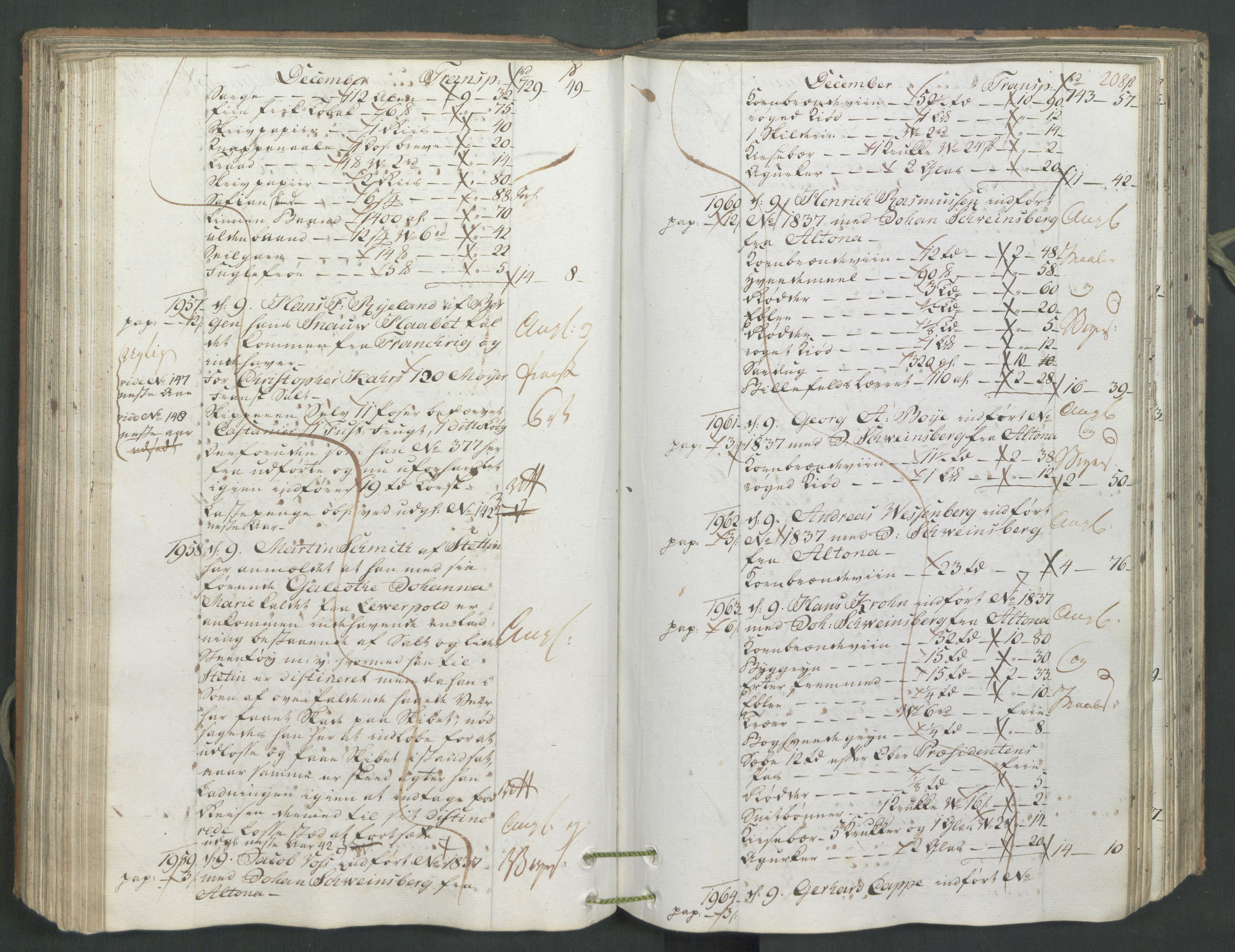 Generaltollkammeret, tollregnskaper, AV/RA-EA-5490/R26/L0222/0001: Tollregnskaper Bergen A / Inngående hovedtollbok, 1786, s. 207b-208a