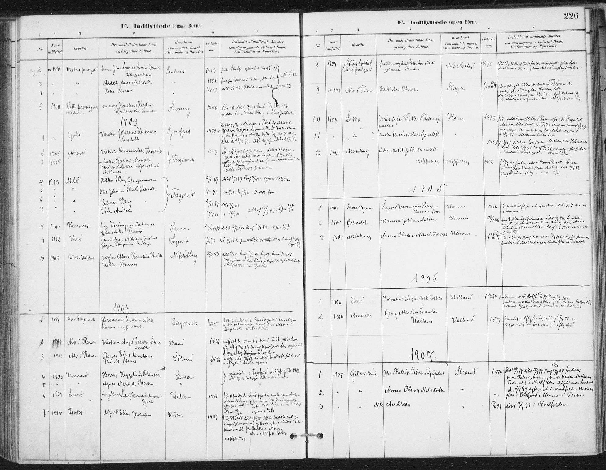 Ministerialprotokoller, klokkerbøker og fødselsregistre - Nordland, SAT/A-1459/838/L0553: Ministerialbok nr. 838A11, 1880-1910, s. 226